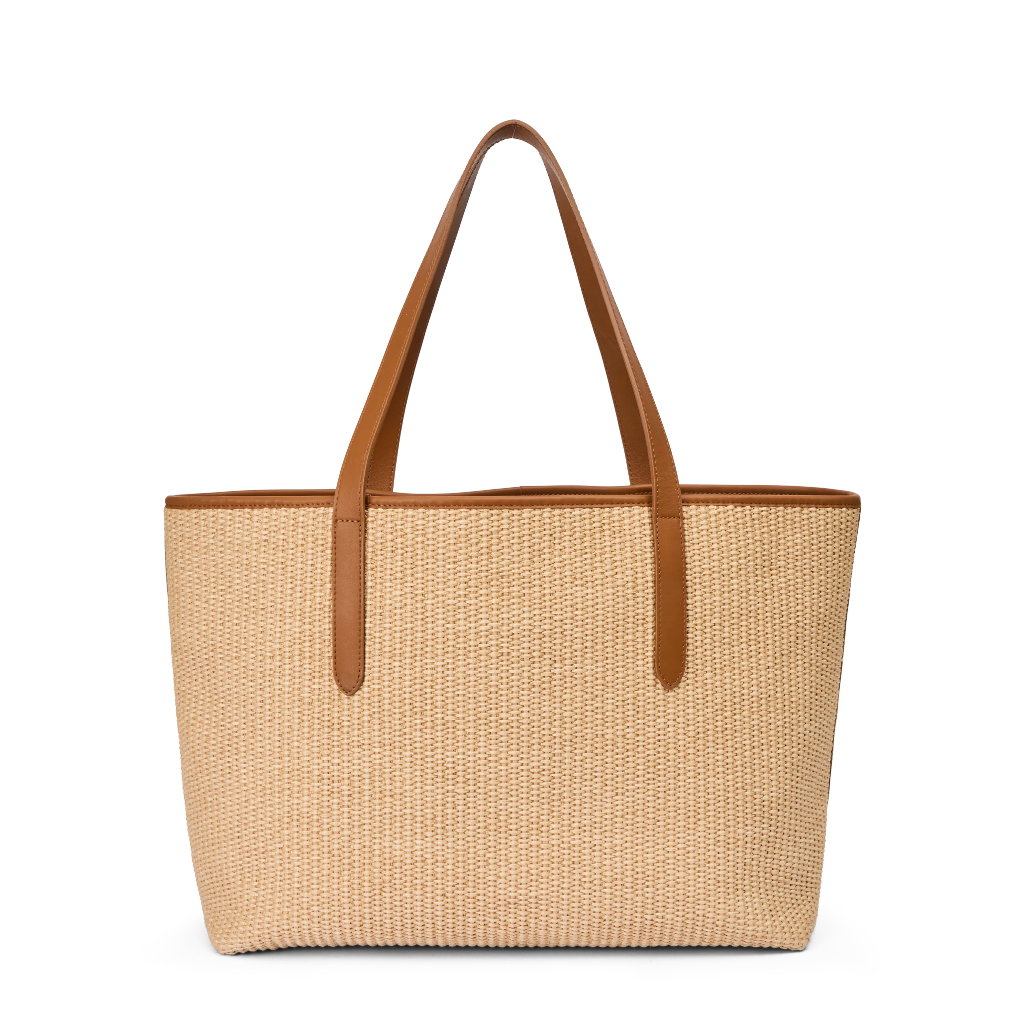 Infinito Karin tote natural raffia x cognac leather - Den Lille Ida - Infinito