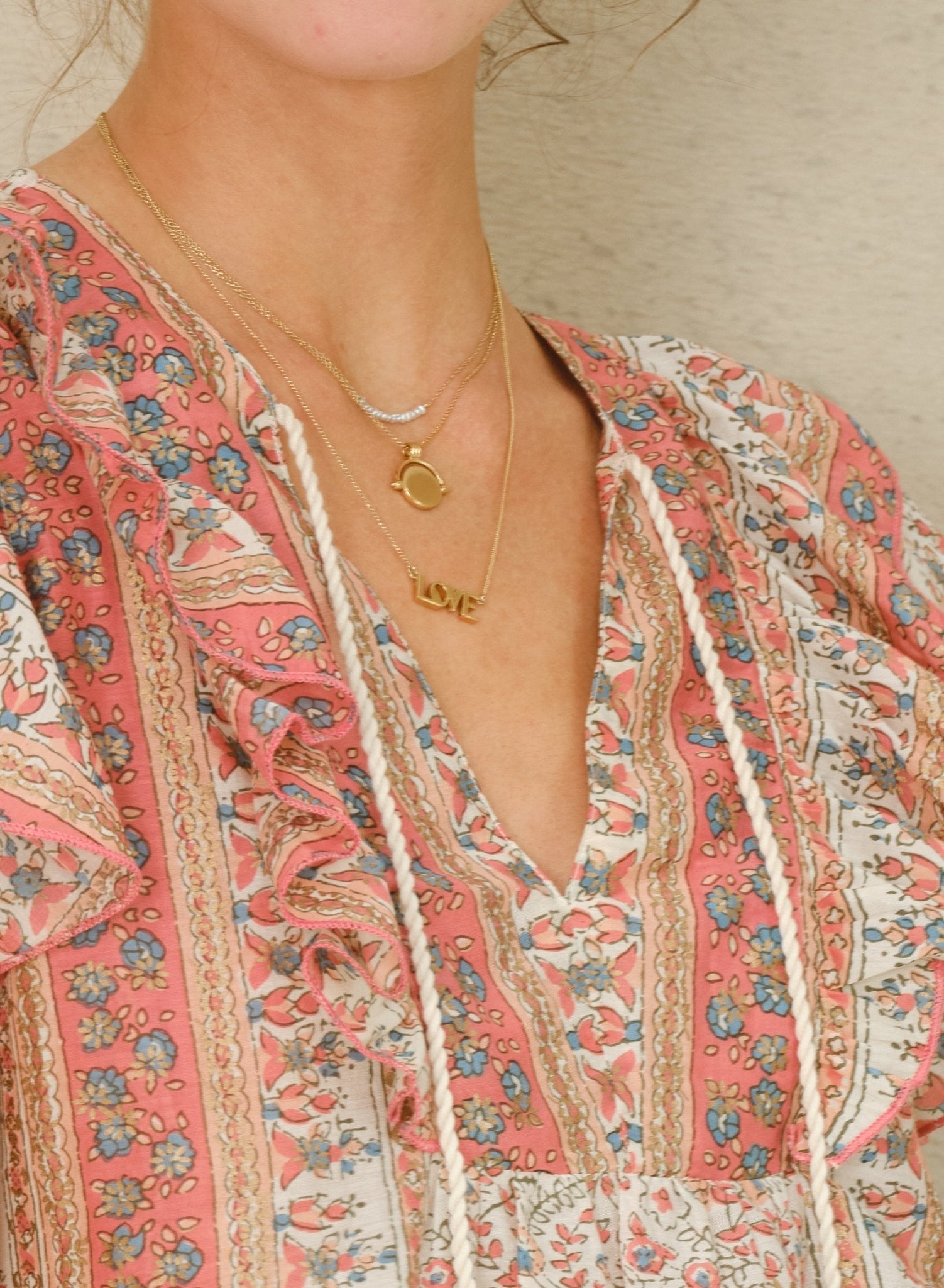 M.A.B.E. Cass Print Frill Top Coral - Den Lille Ida - M.A.B.E