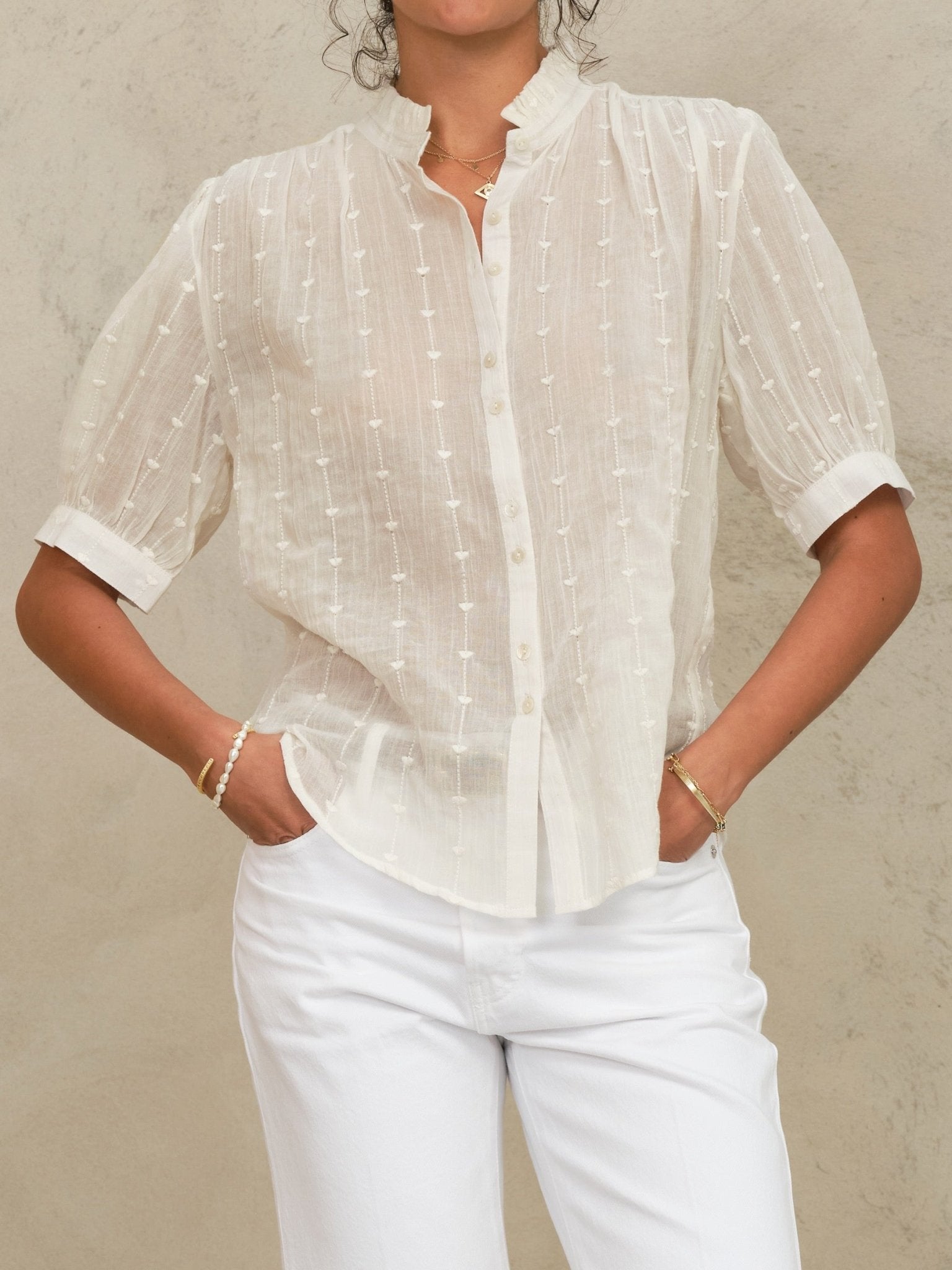 M.A.B.E Alli Emb Top Ecru - Den Lille Ida - Den Lille Ida