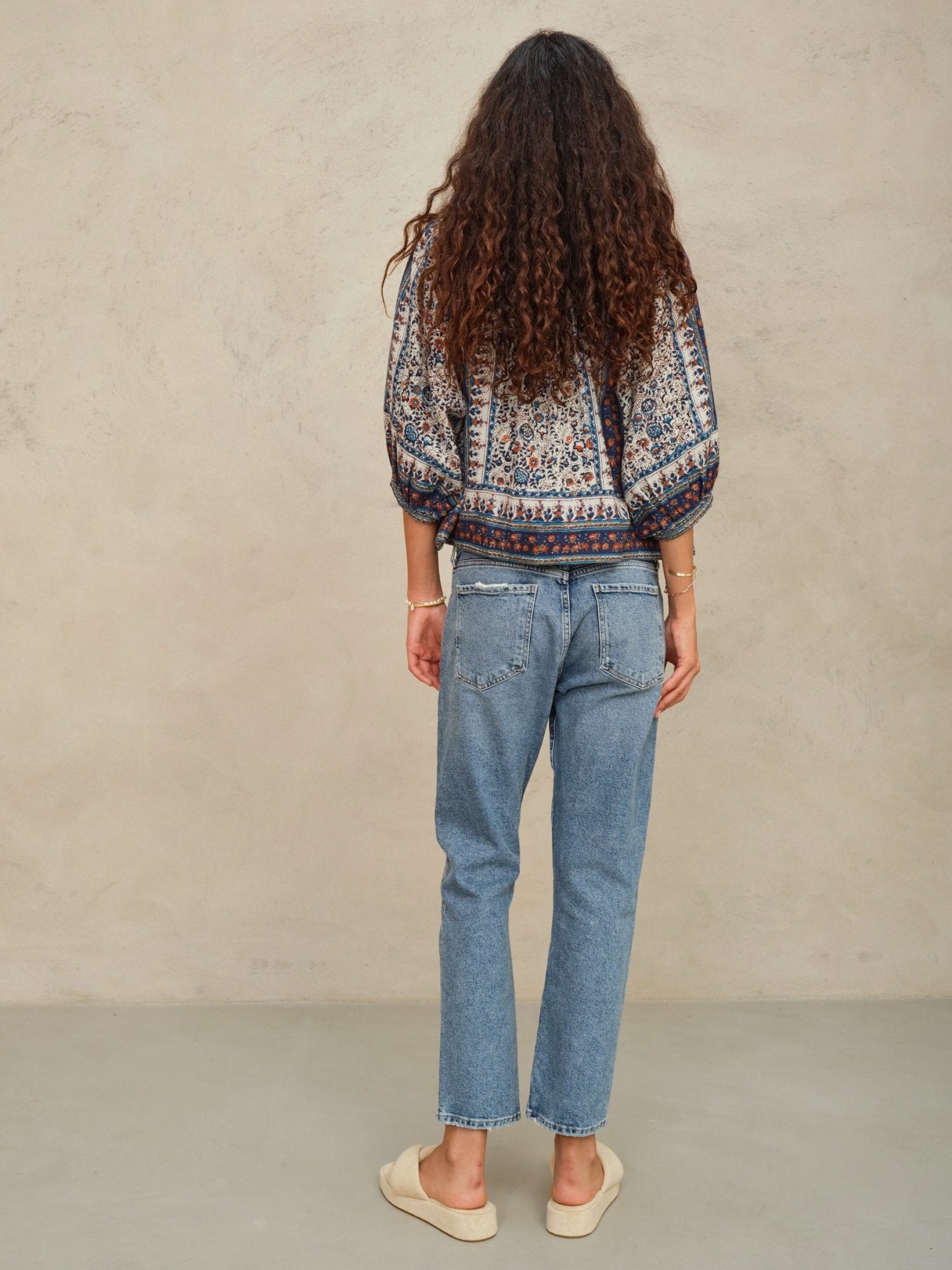 M.A.B.E Cass Print Jacket Indigo/Rust - Den Lille Ida - M.A.B.E