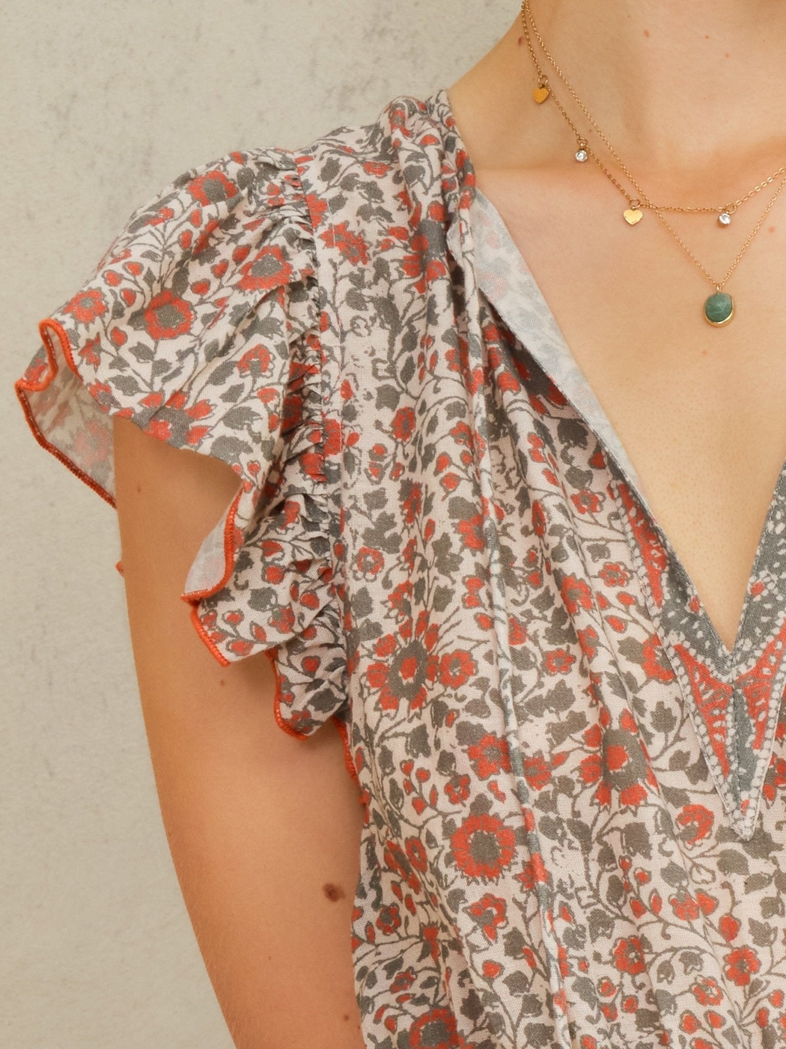 M.A.B.E Della Print maxi Dress Rust/Khaki - Den Lille Ida - M.A.B.E