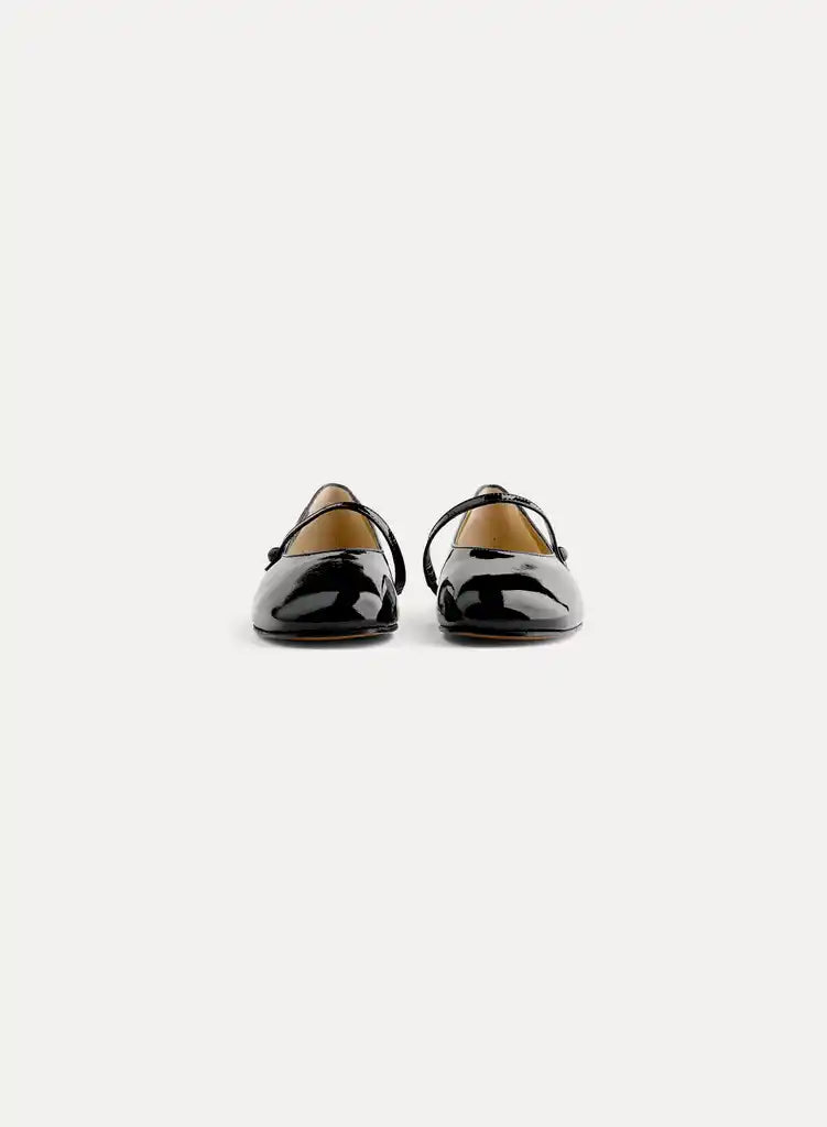 forte_forte patent leather ballerina shoes with strap black