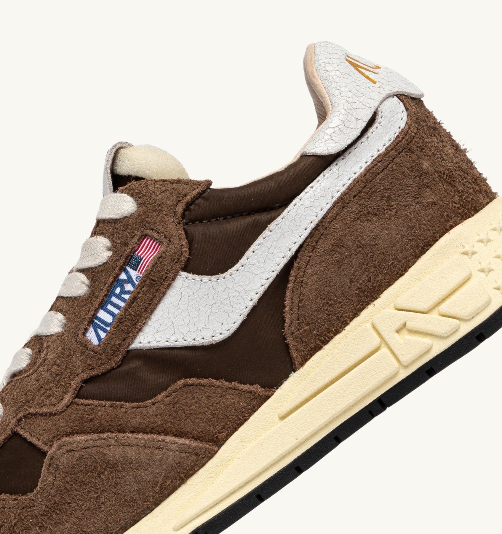 Autry Reelwind Low Sneakers in White and Tundra Nylon and Sude