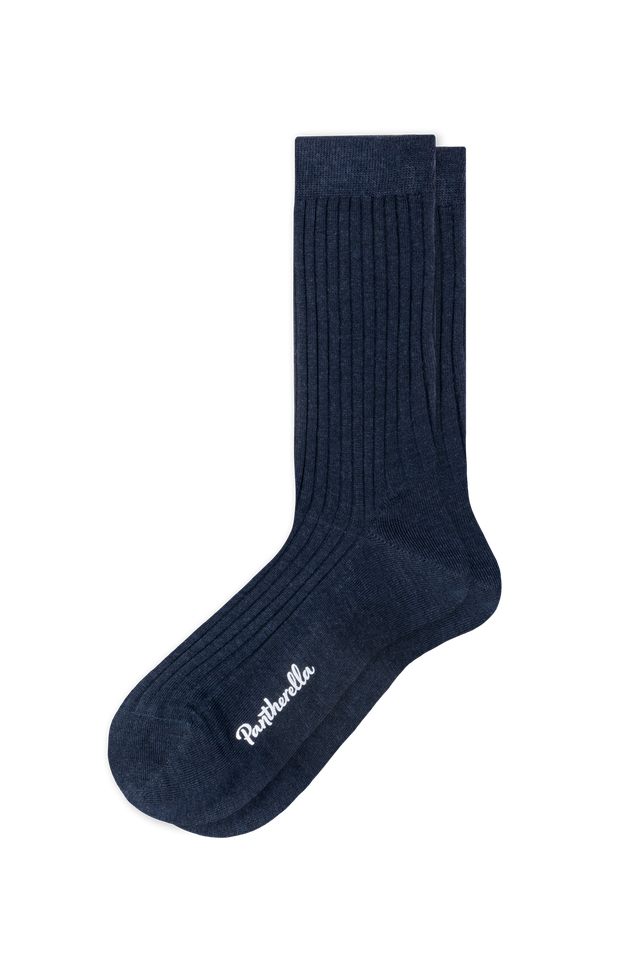 Pantherella Rose Rib Sock Merino Wool Navy