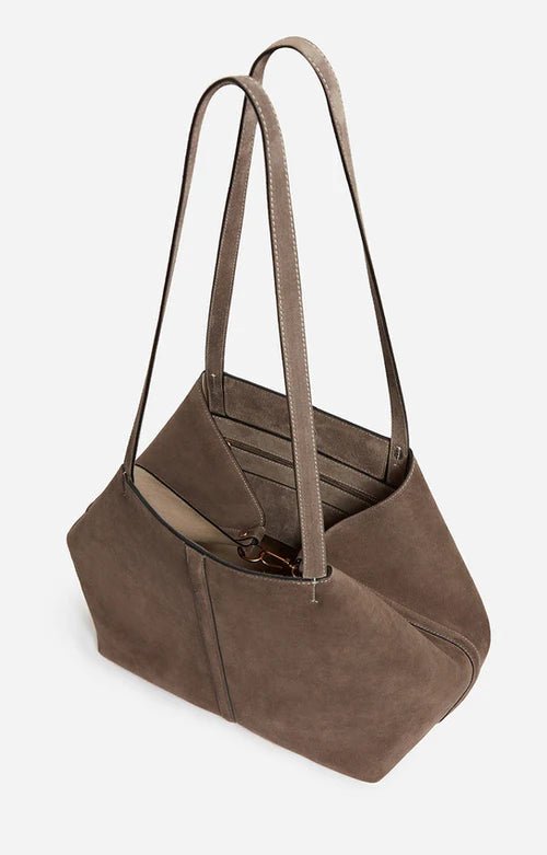 Vanessa Bruno Large Daily Velvet Leather Tote Bag Taupe - Den Lille Ida - Vanessa Bruno