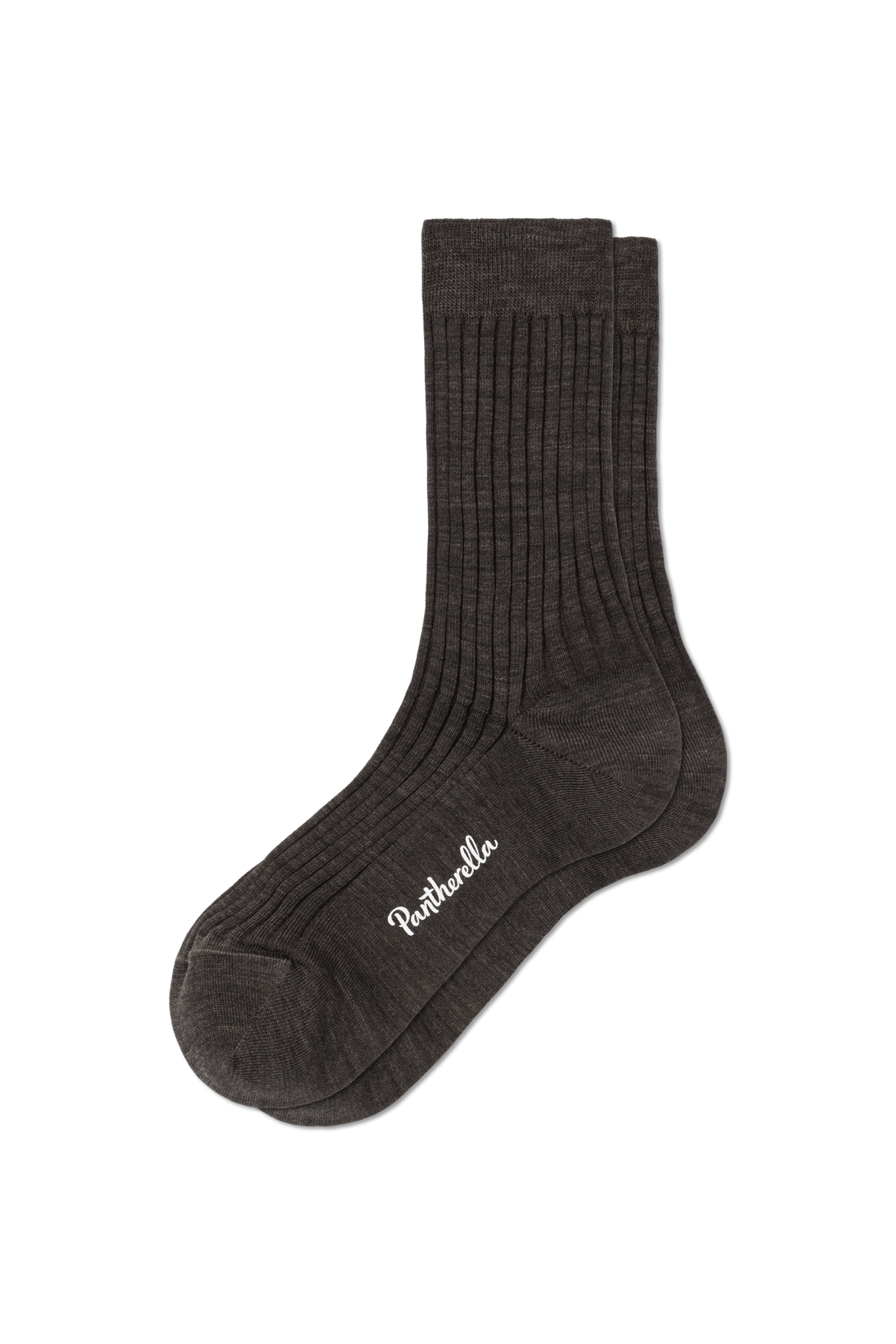 Pantherella Rose Rib Sock Merino Wool Dark Brown Mix
