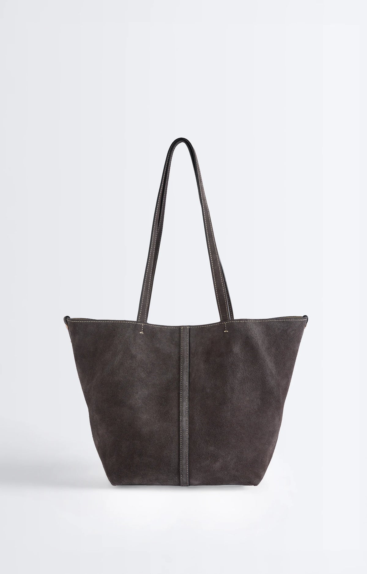 Vanessa Bruno Small Cabas Leather Daily Tote Pewter