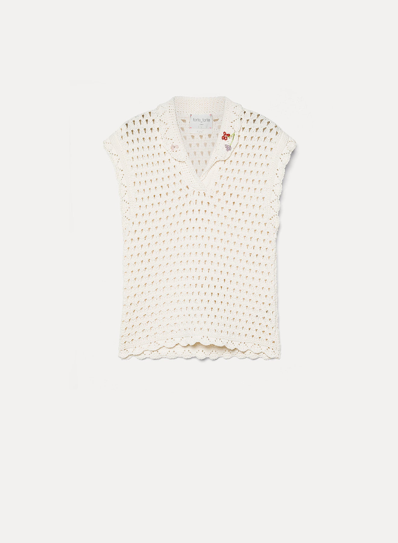 forte forte vrille cotton embroidered polo top