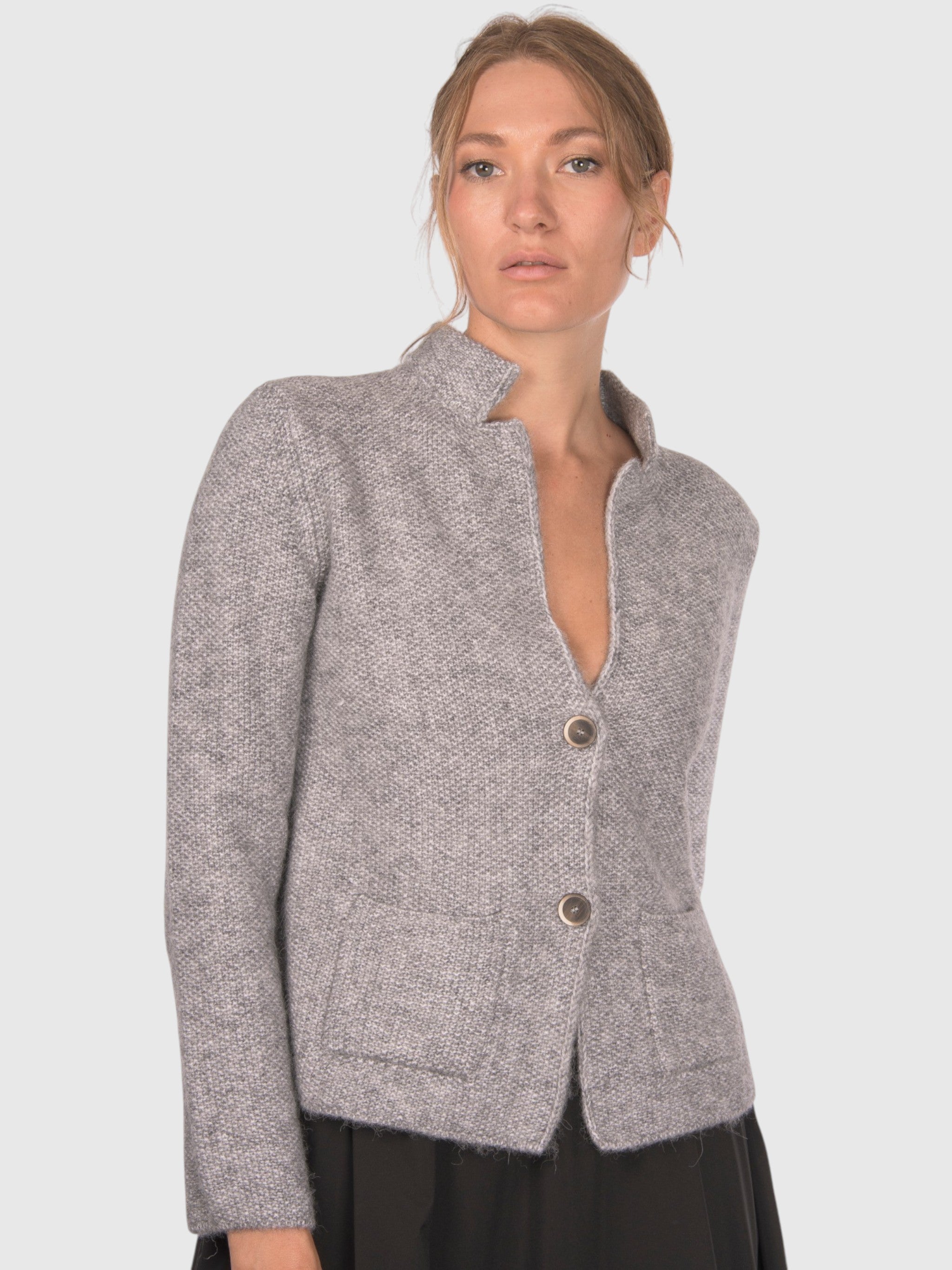 Gran Sasso Rice Stitch Knit Jacket Grey