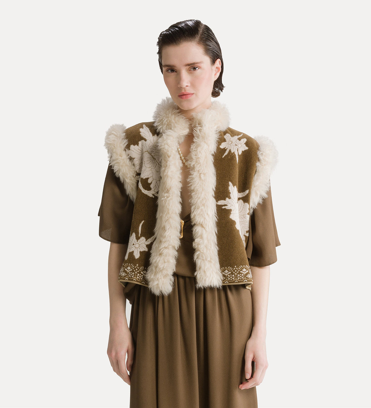 forte_forte “the lotus” jacquard waistcoat cumino