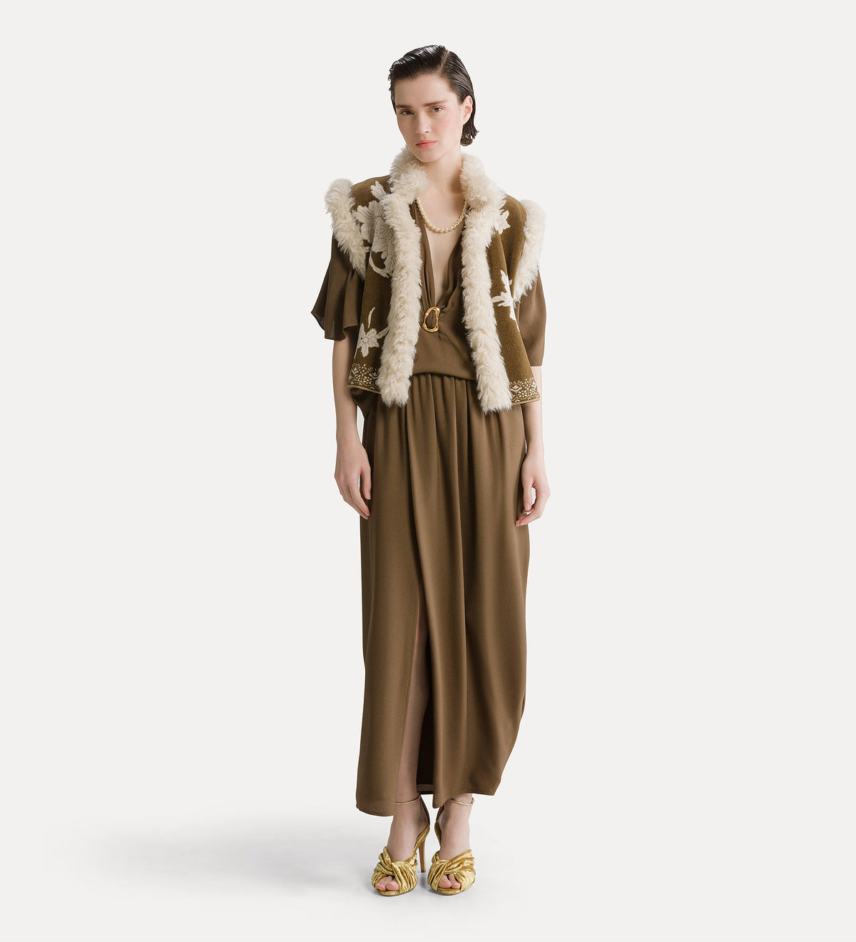 forte_forte “the lotus” jacquard waistcoat cumino