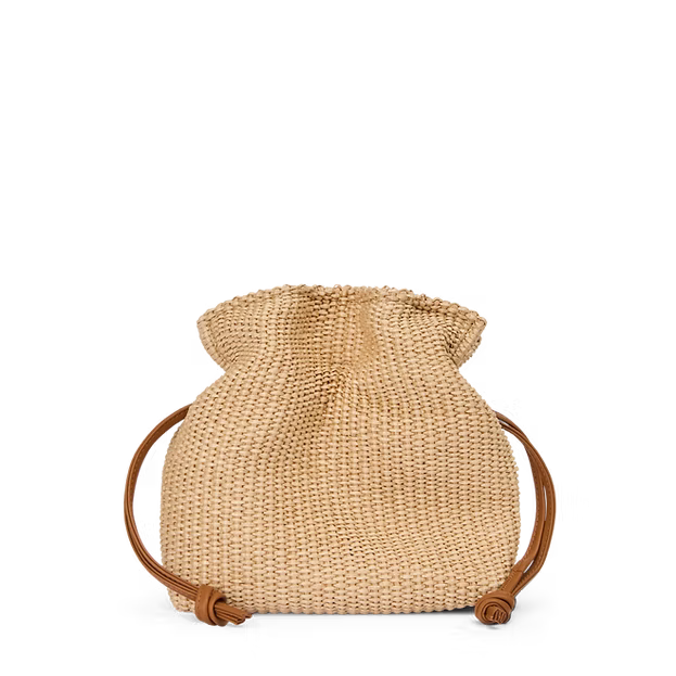 Infinito Camilla Natural Raffia Mini Cognac