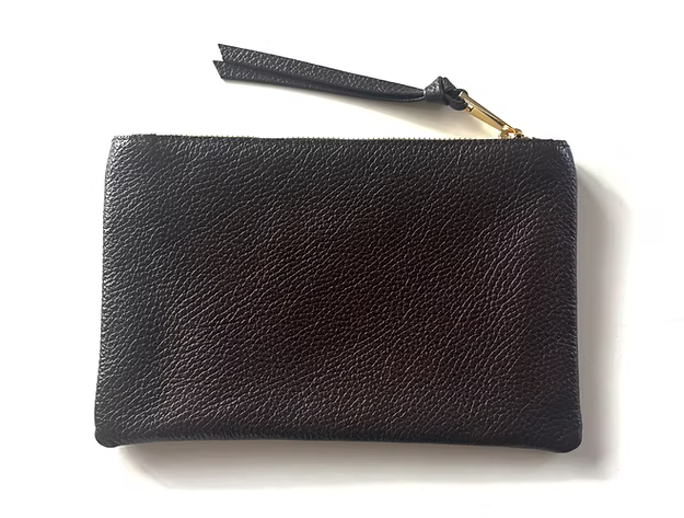 Infinito Karoline leather zip pouch black