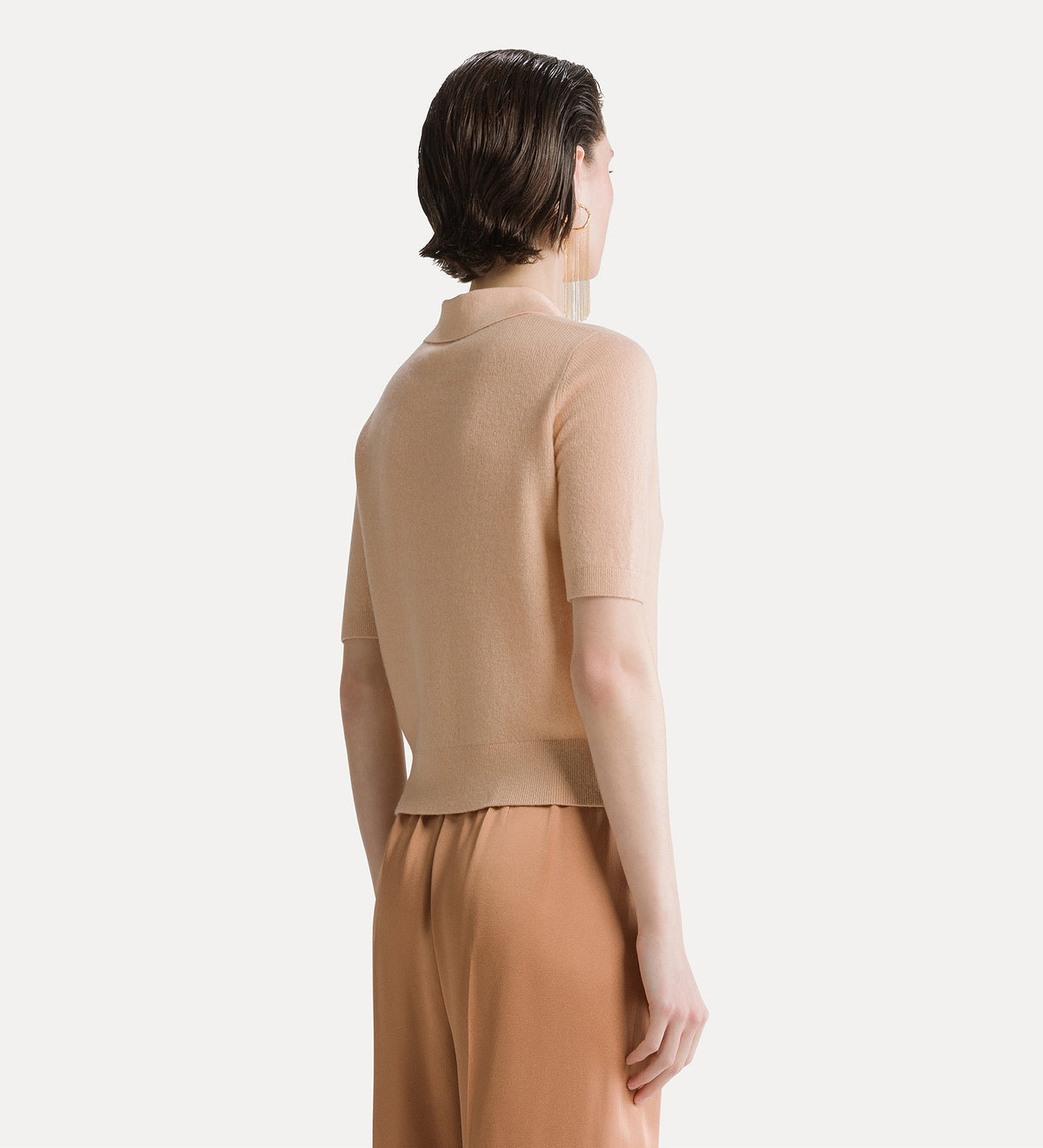 forte_forte short–sleeved polo shirt in wool and cashmere gauze cashmere