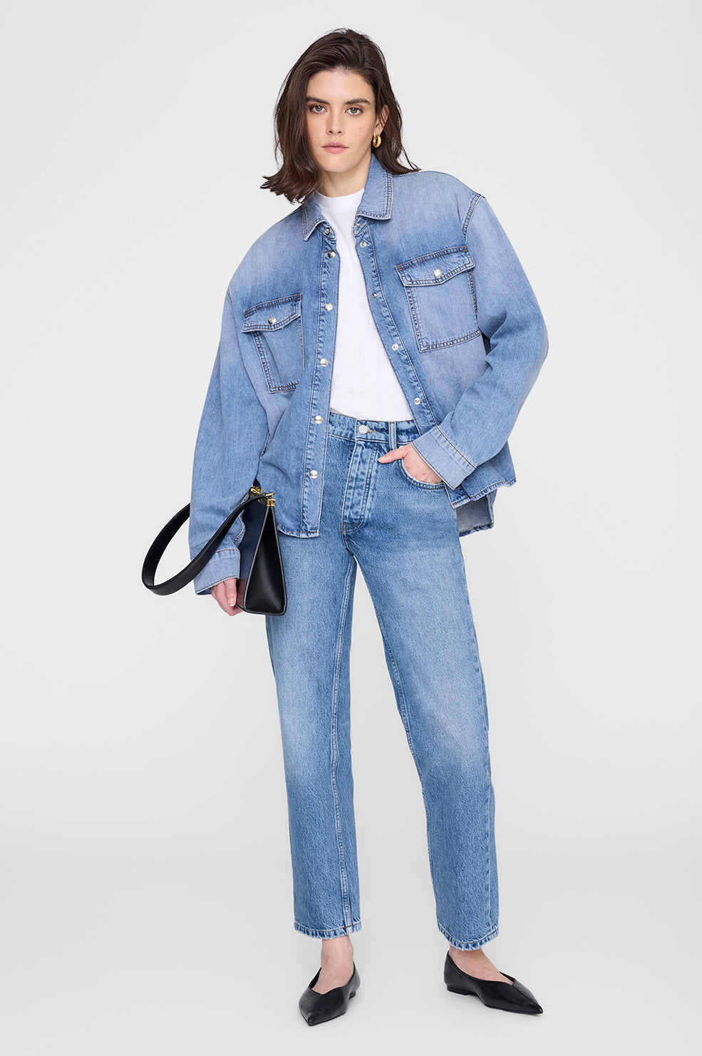 Anine Bing Paxton Shirt Tidal Blue