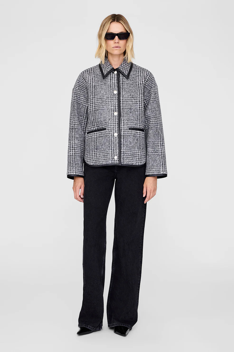 Anine Bing Camden Jacket - Black And Grey Check