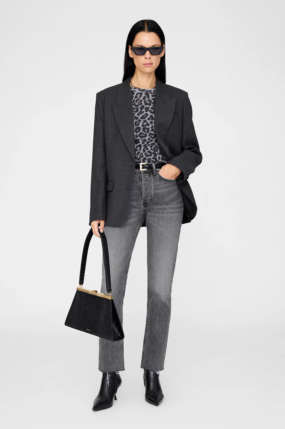 Anine Bing Cohen Tee - Grey Leopard