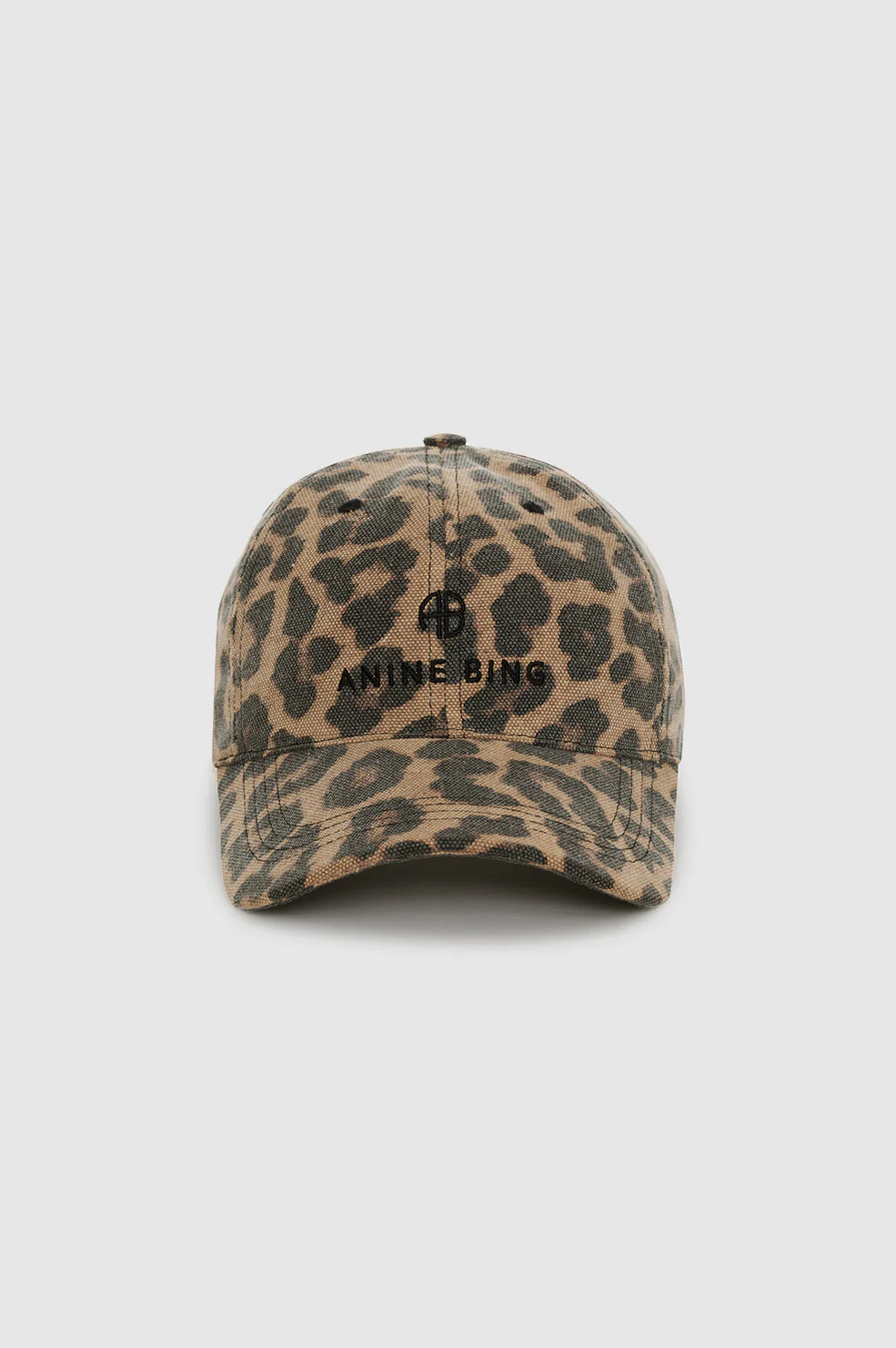 Anine Bing Jeremy Baseball Cap Black and Brown Leopard
