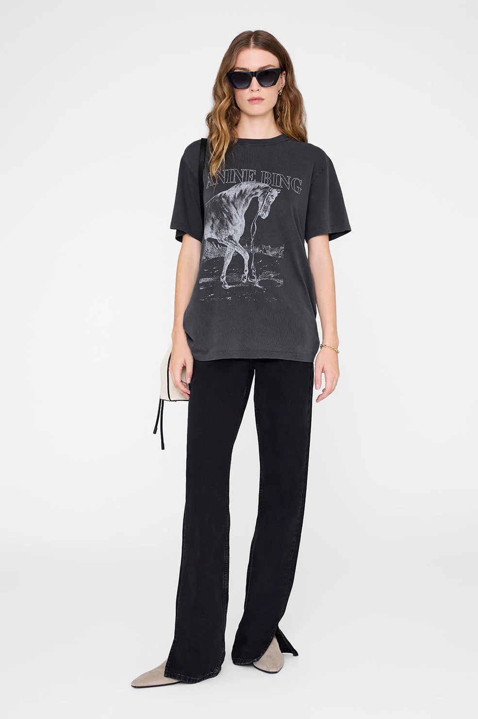 Anine Bing Lili Tee Horse Washed Black