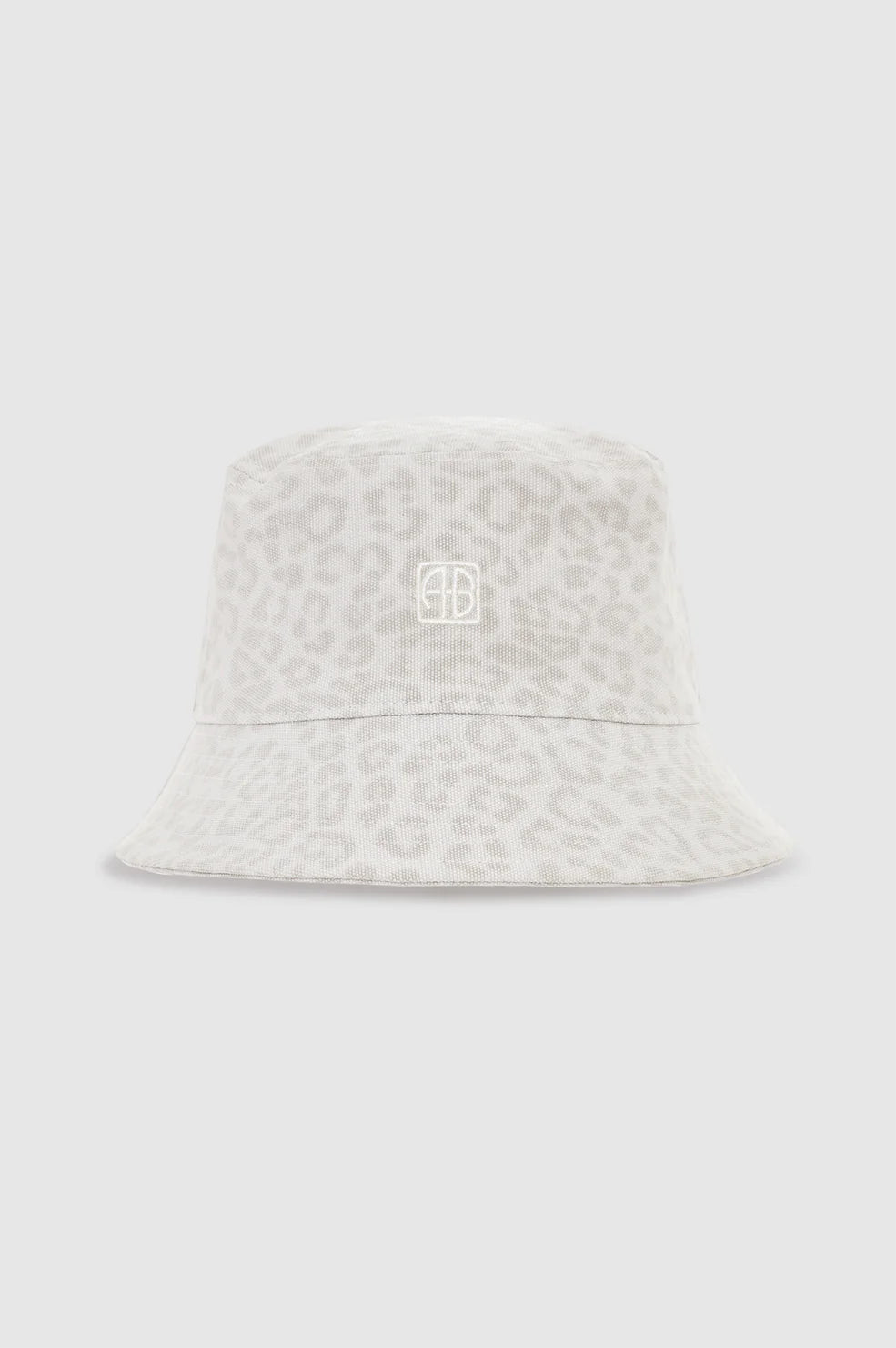 Anine Bing Nicks Bucket Hat Washed White Leopard