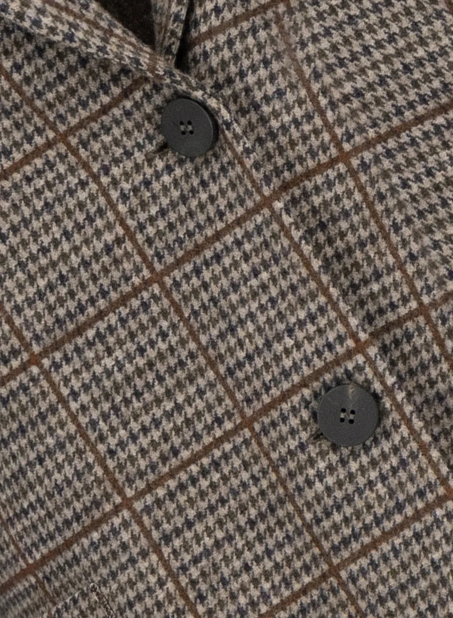 Harris Wharf Stand Up Collar Blazer Loro Piana Fabric Taupe & Rust