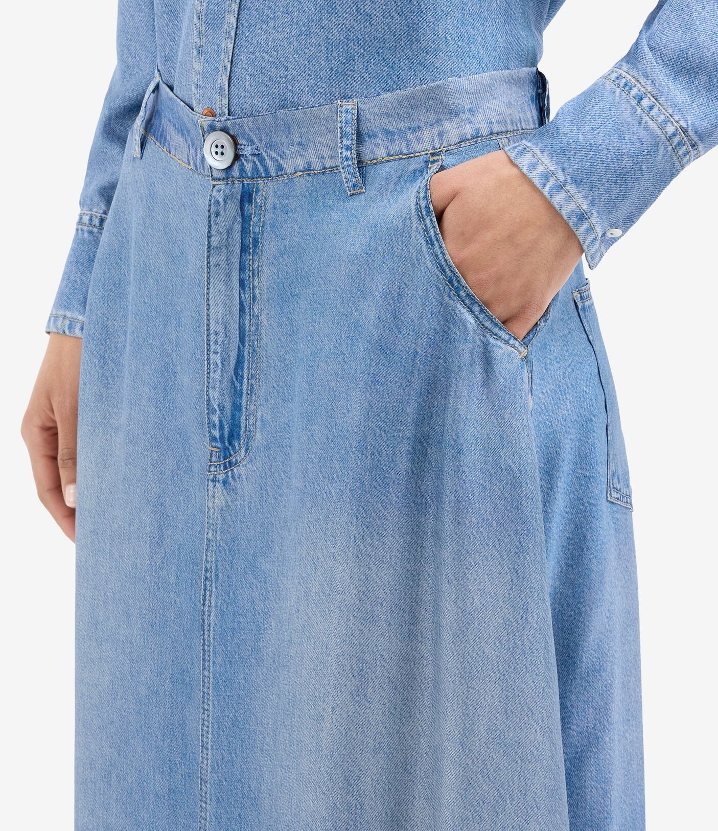 Pierre-Louis Mascia A-Line Skirt Silk Faux Denim
