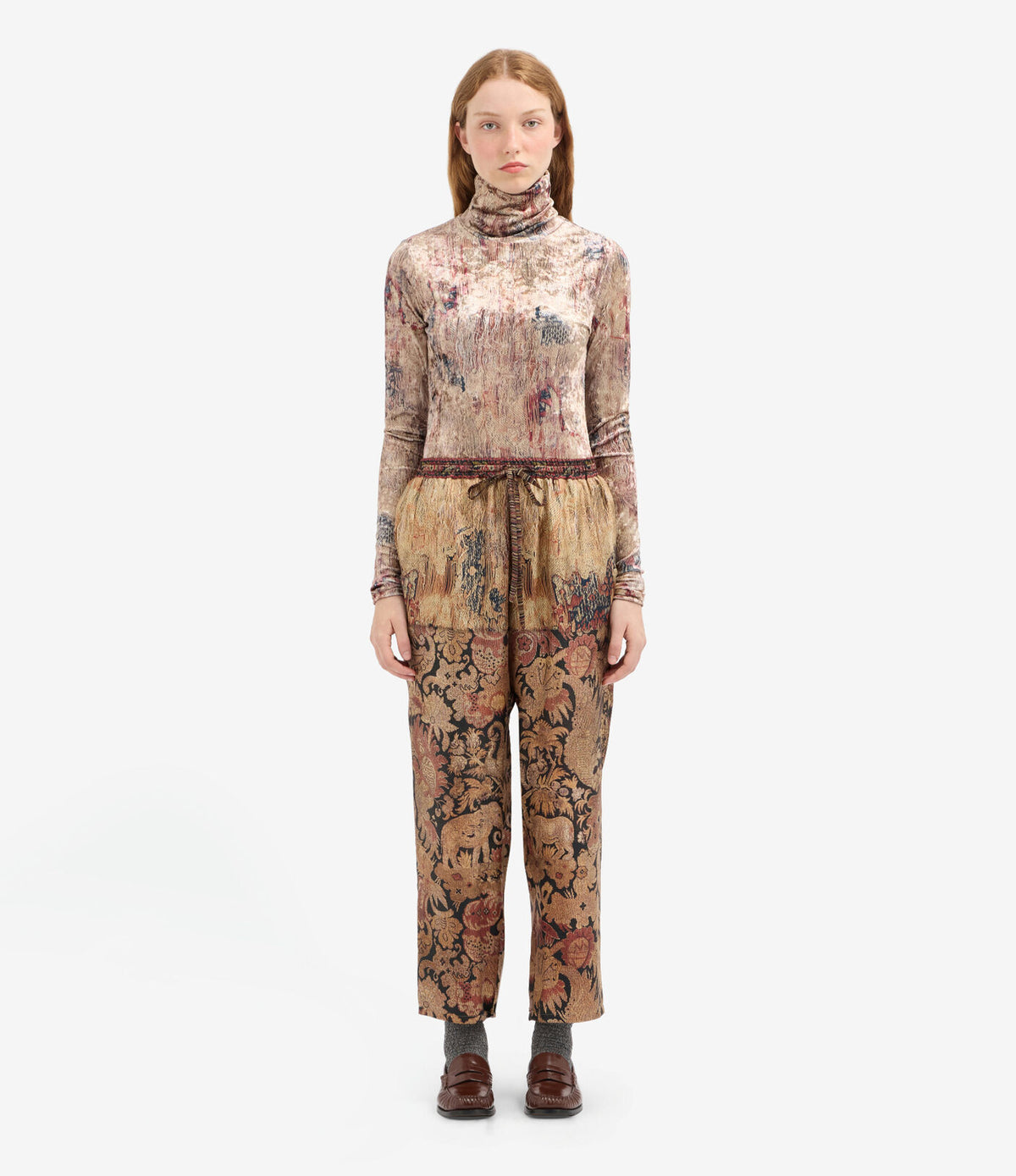 Pierre-Louis Mascia ALOE Trousers Silk  Ricamo Di Alloro