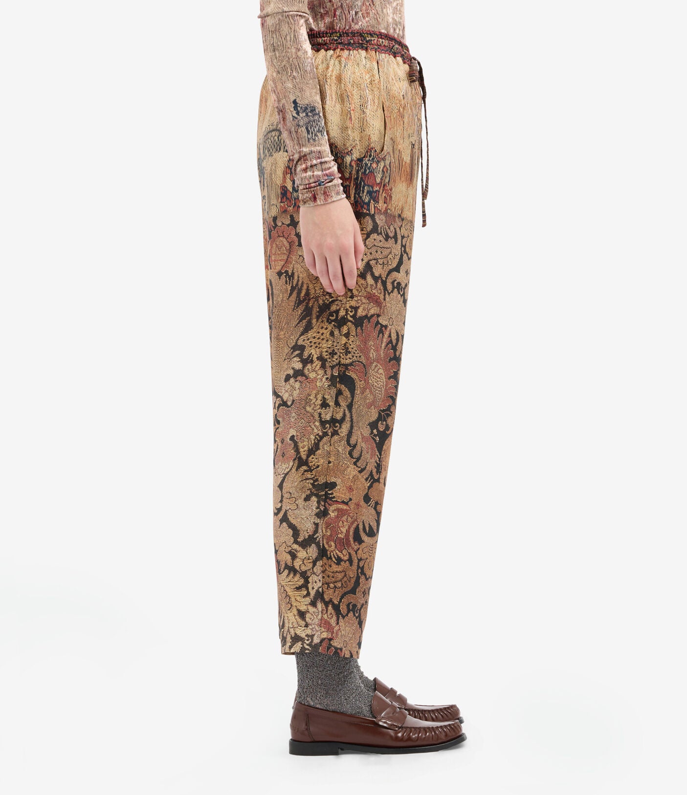 Pierre-Louis Mascia ALOE Trousers Silk  Ricamo Di Alloro