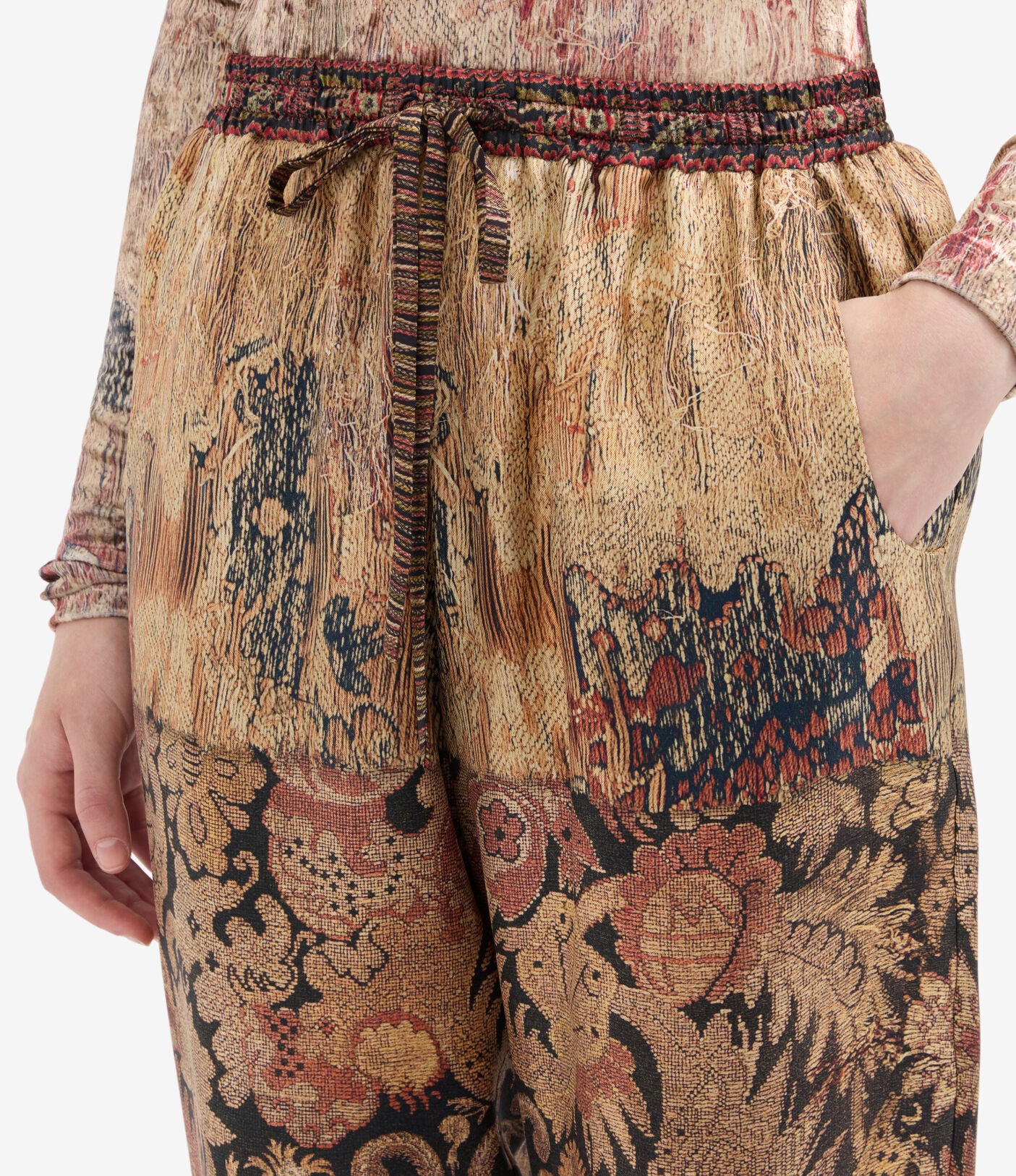 Pierre-Louis Mascia ALOE Trousers Silk  Ricamo Di Alloro