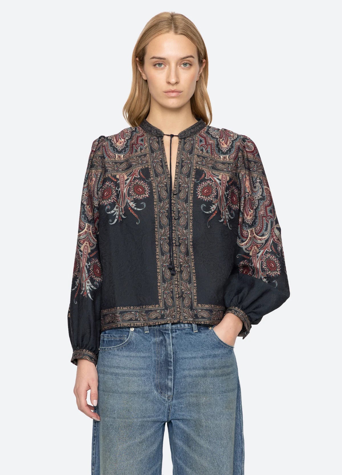 Sea New York Hyacinth Print Top Navy