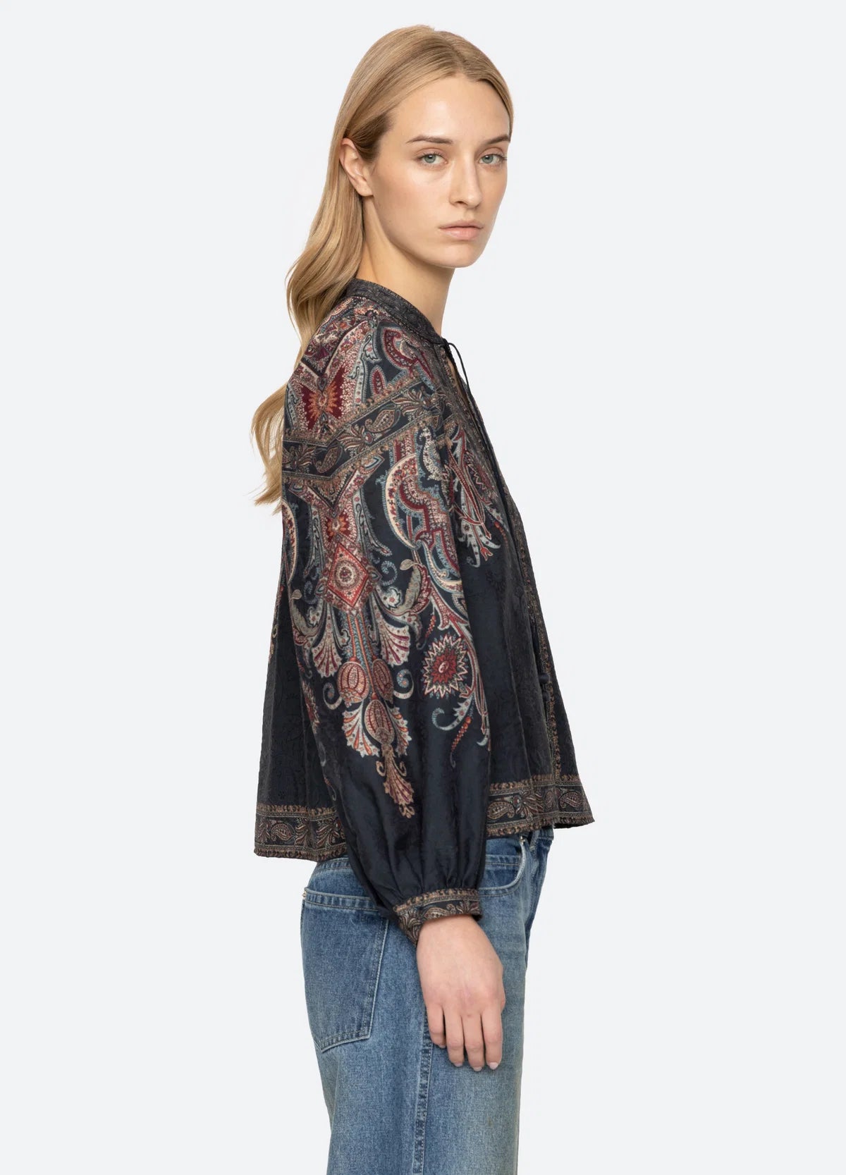 Sea New York Hyacinth Print Top Navy