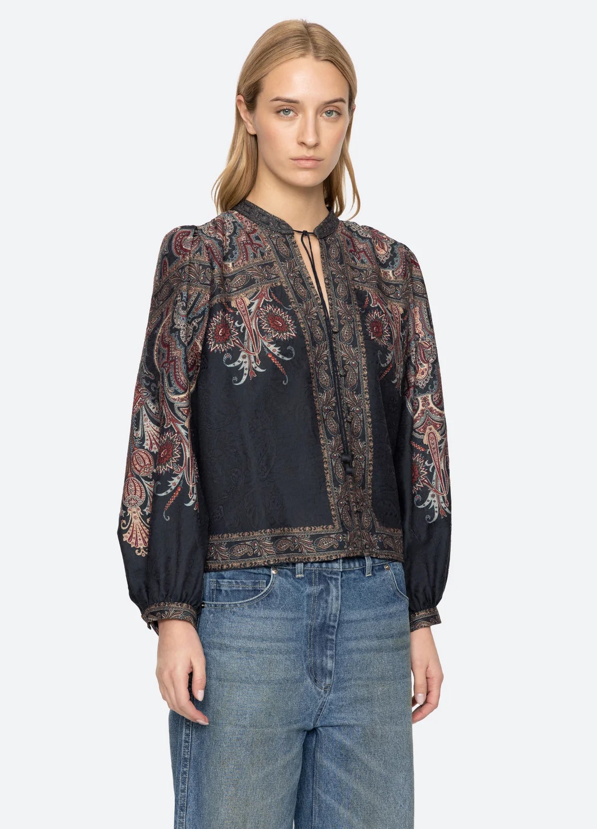 Sea New York Hyacinth Print Top Navy
