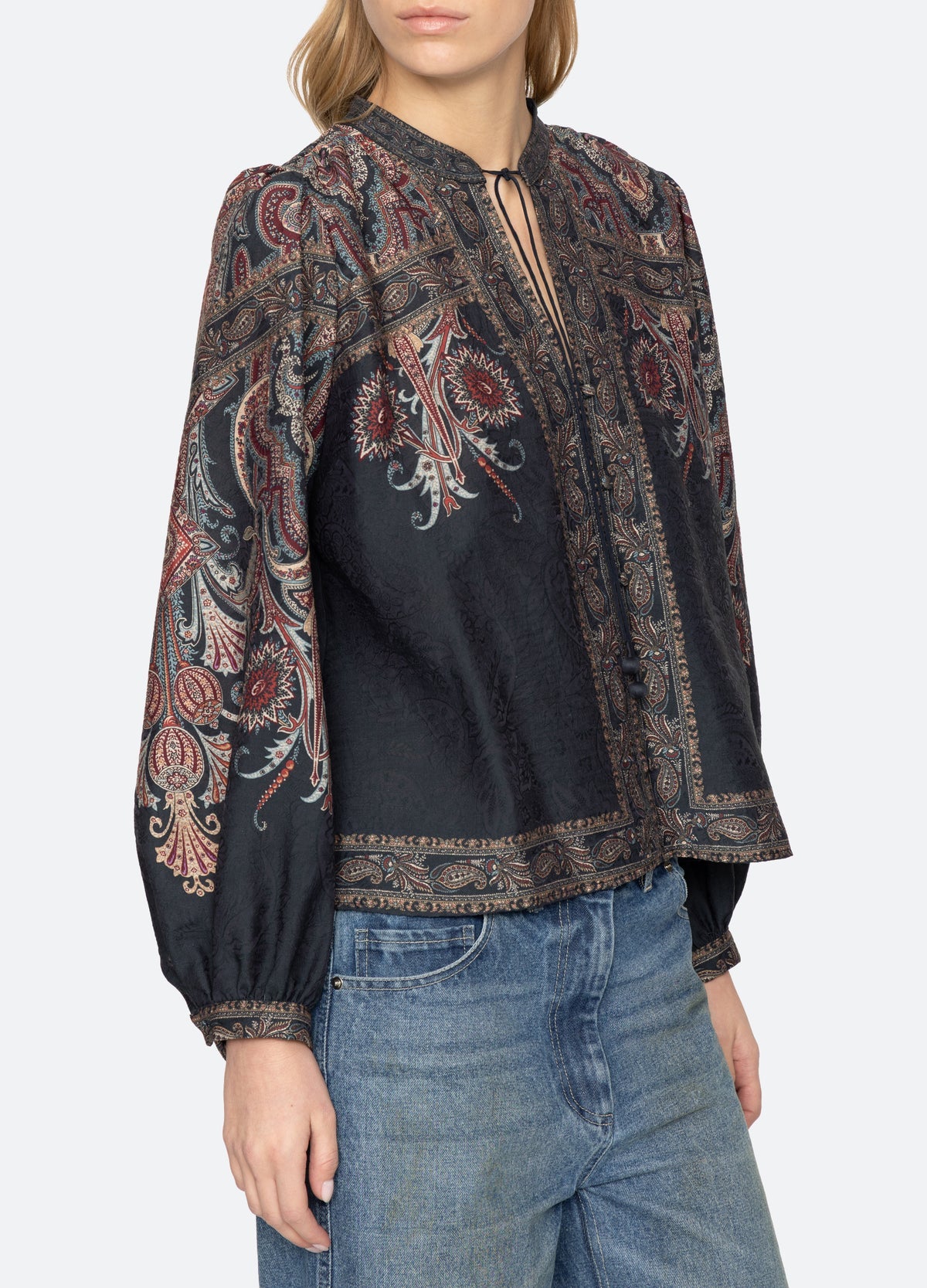 Sea New York Hyacinth Print Top Navy