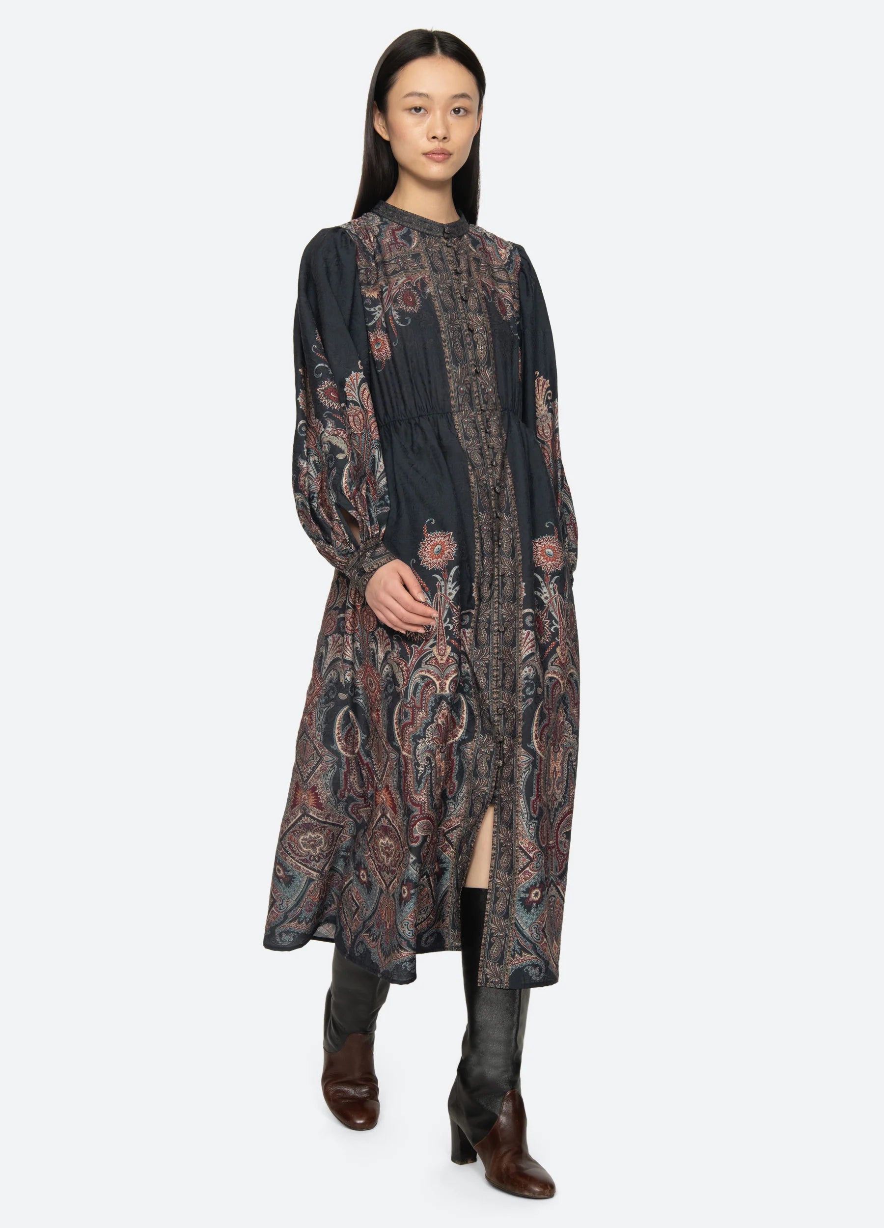 Sea New York Hyacinth Print L/SLV Midi Dress