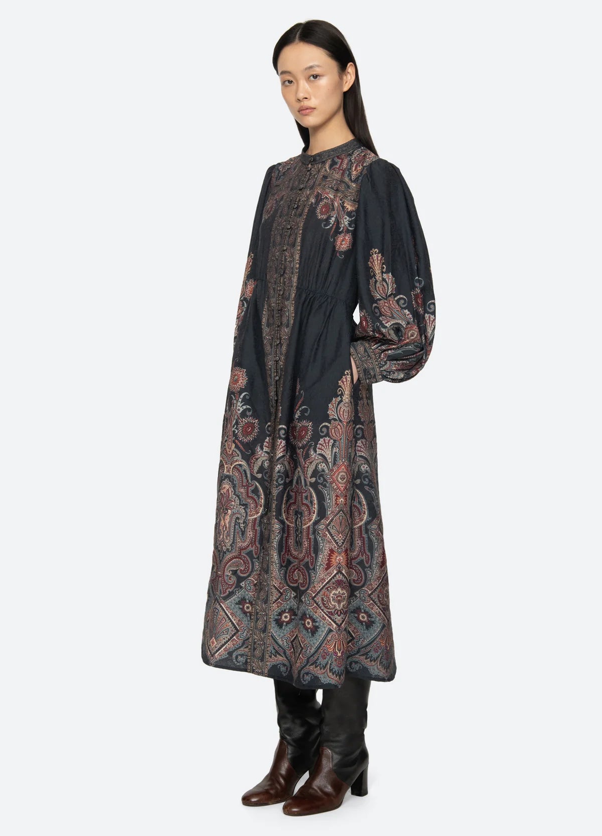 Sea New York Hyacinth Print L/SLV Midi Dress