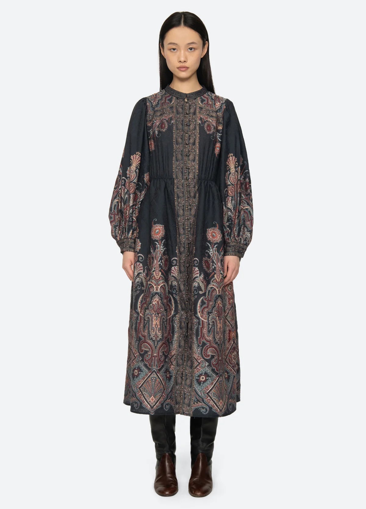 Sea New York Hyacinth Print L/SLV Midi Dress