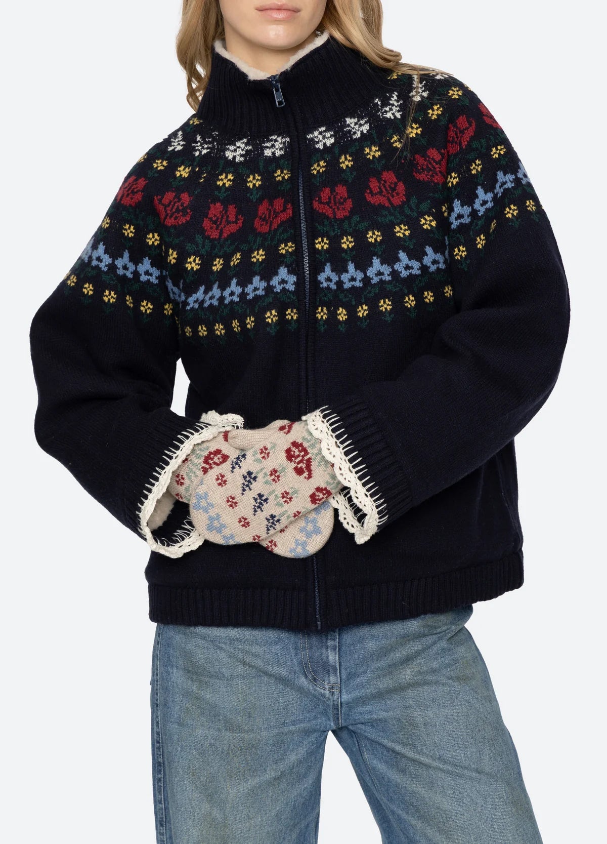 Sea New York Preston Knit Mittens Cream