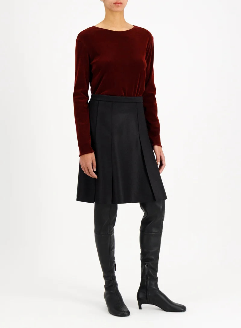 Harris Wharf Panel Skirt Light Pressed Wool Black