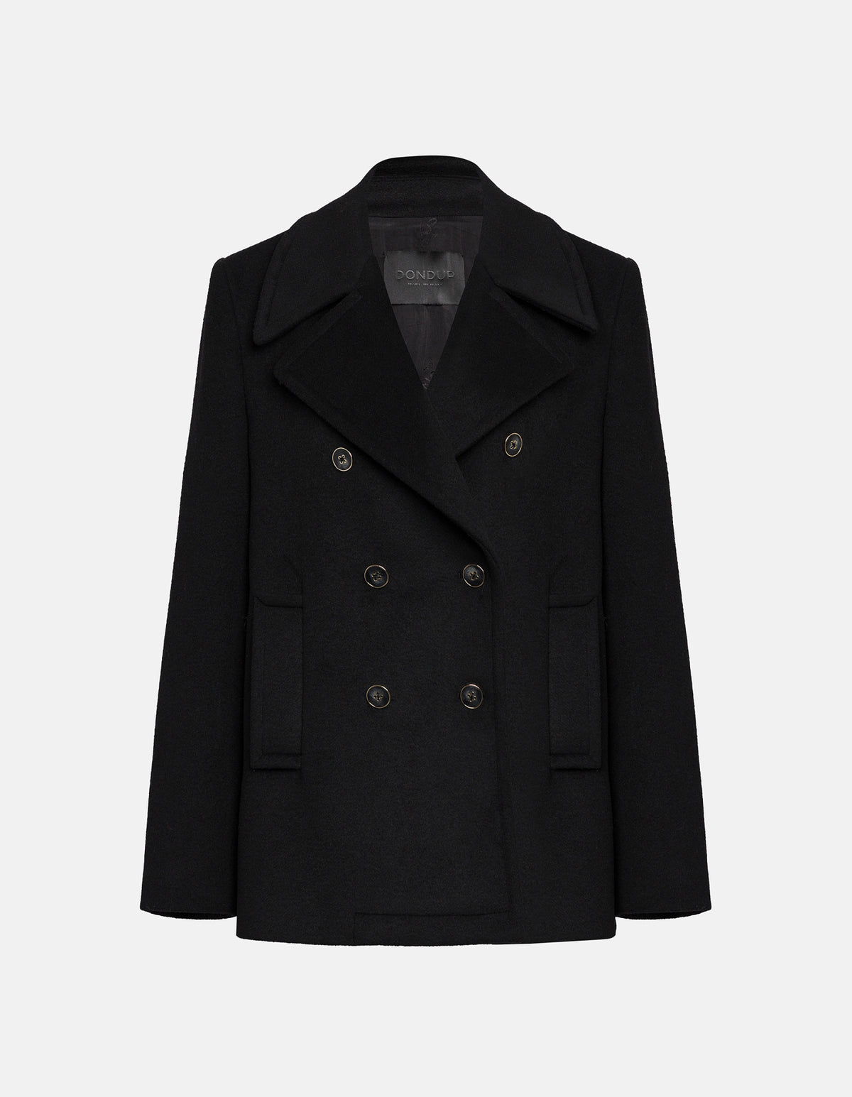 Dondup Double-Breasted Regular-Fit Peacoat Black