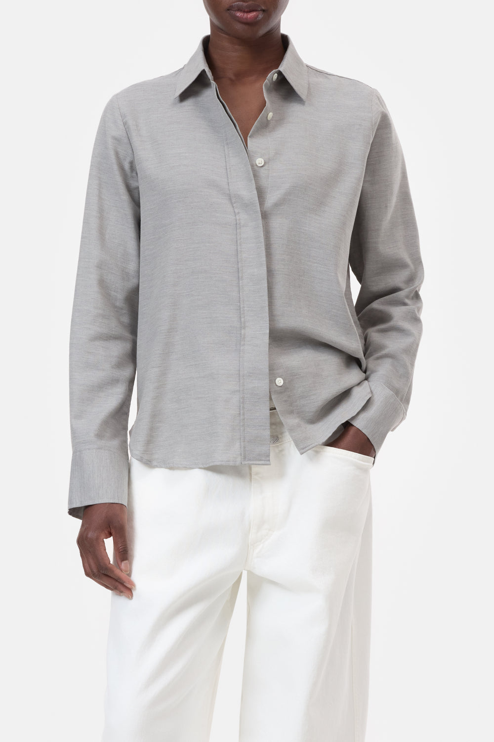 CLOSED CLASSIC SHIRT LIGHT GREY MELANGE