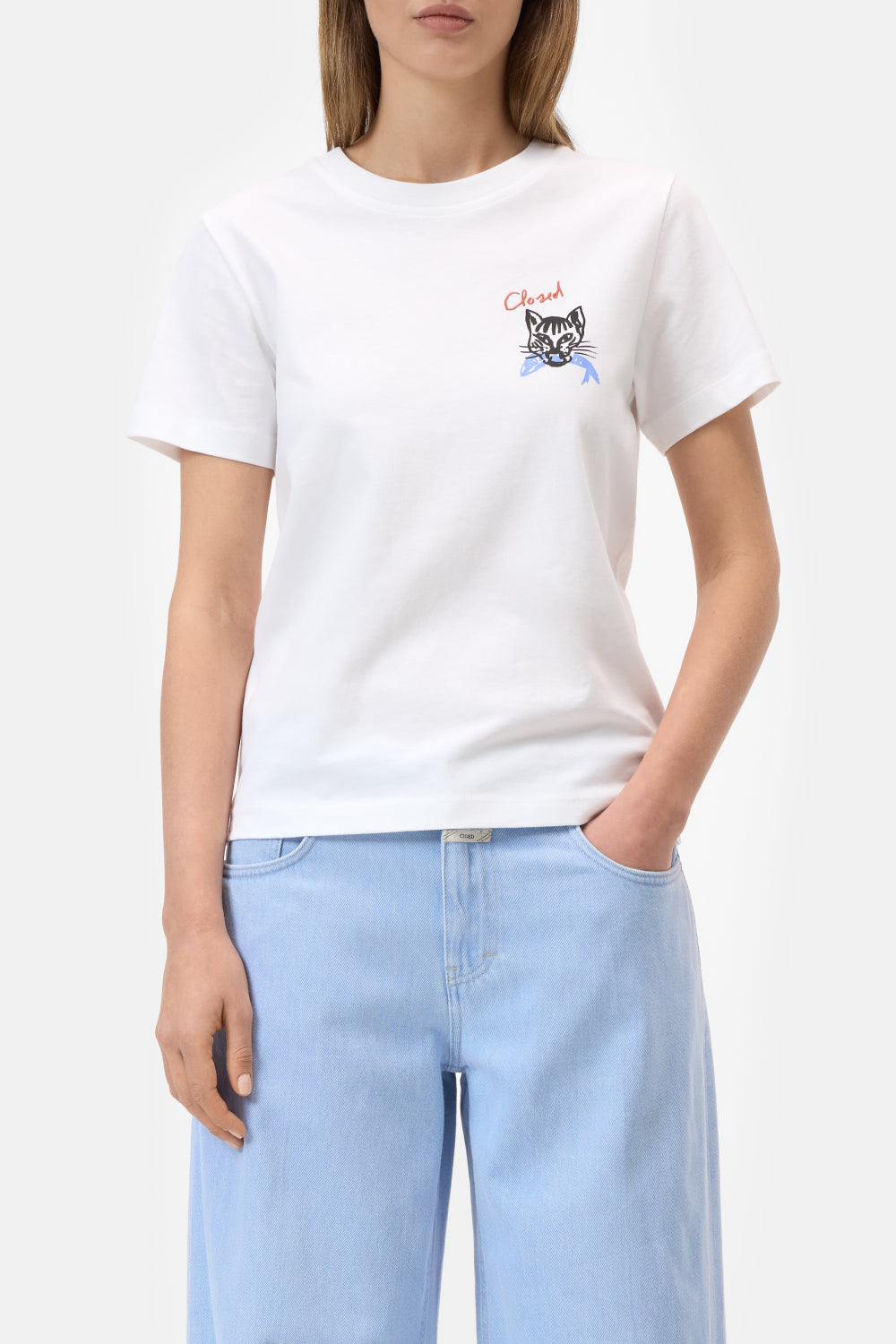 CLOSED BASIC T-SHIRT WHITE CAT