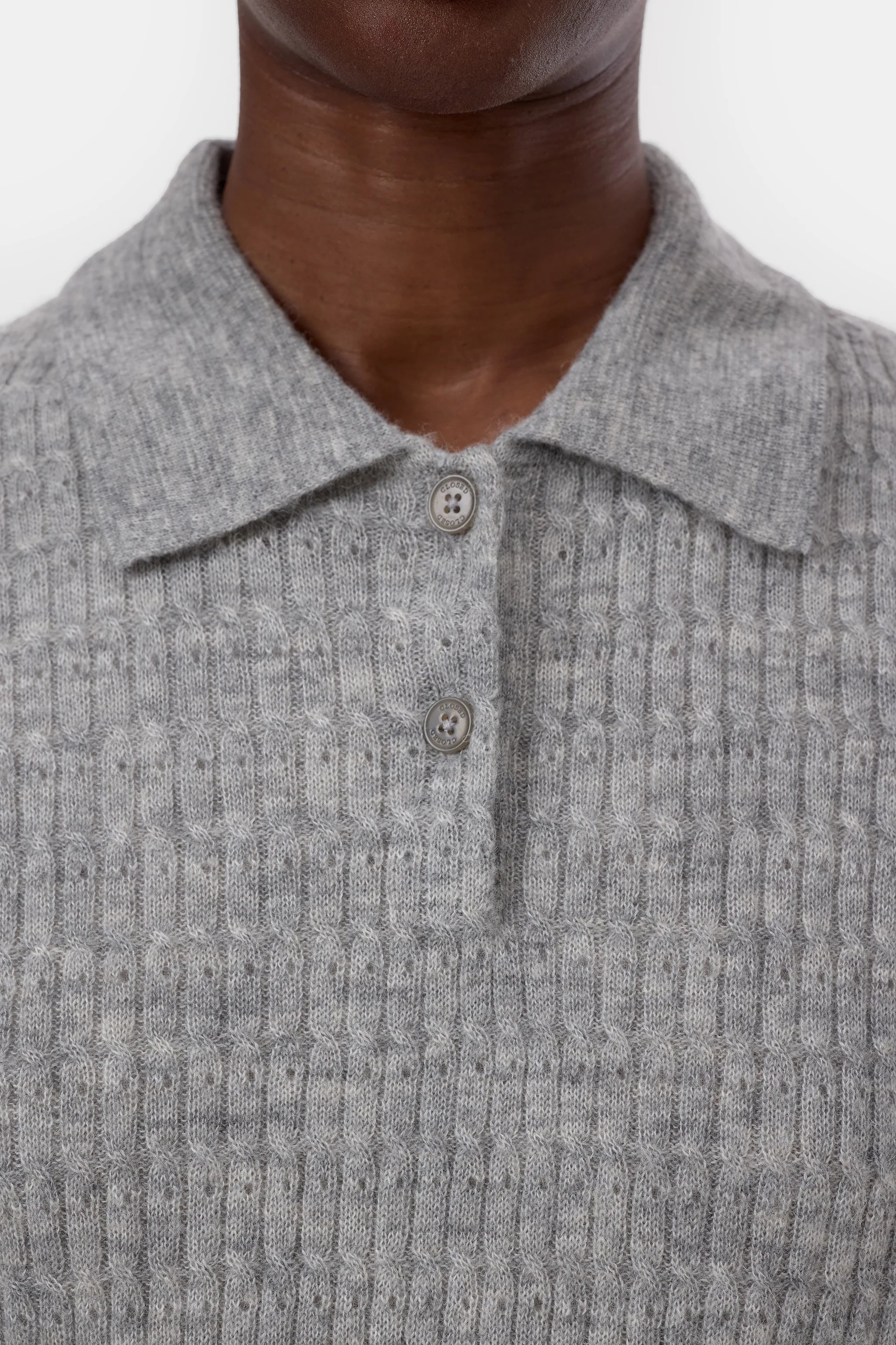 CLOSED POLO LONGSLEEVE LIGHT GREY MELANGE