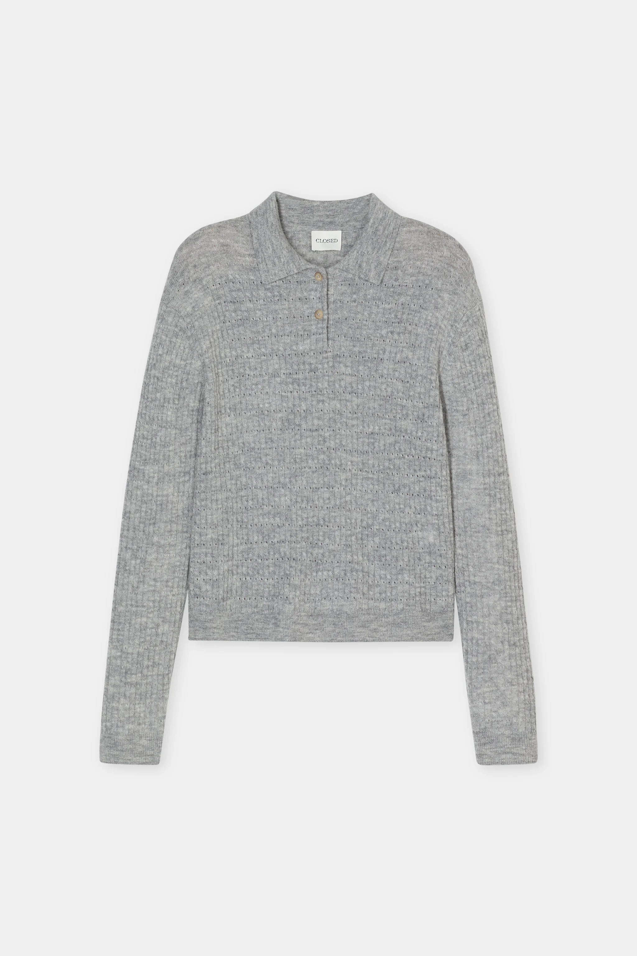 CLOSED POLO LONGSLEEVE LIGHT GREY MELANGE