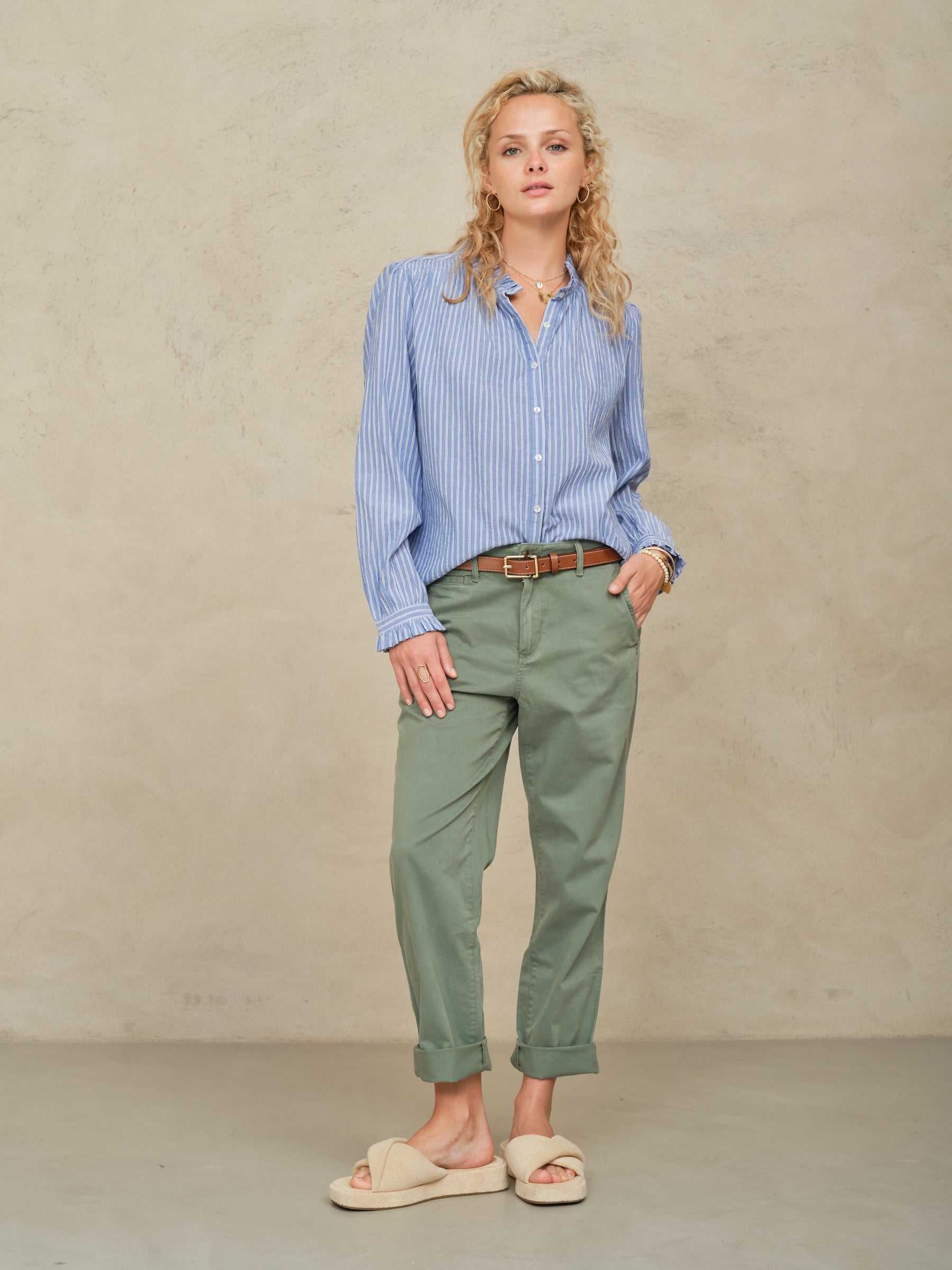 M.A.B.E Chrissie L/S top Blue Stripe