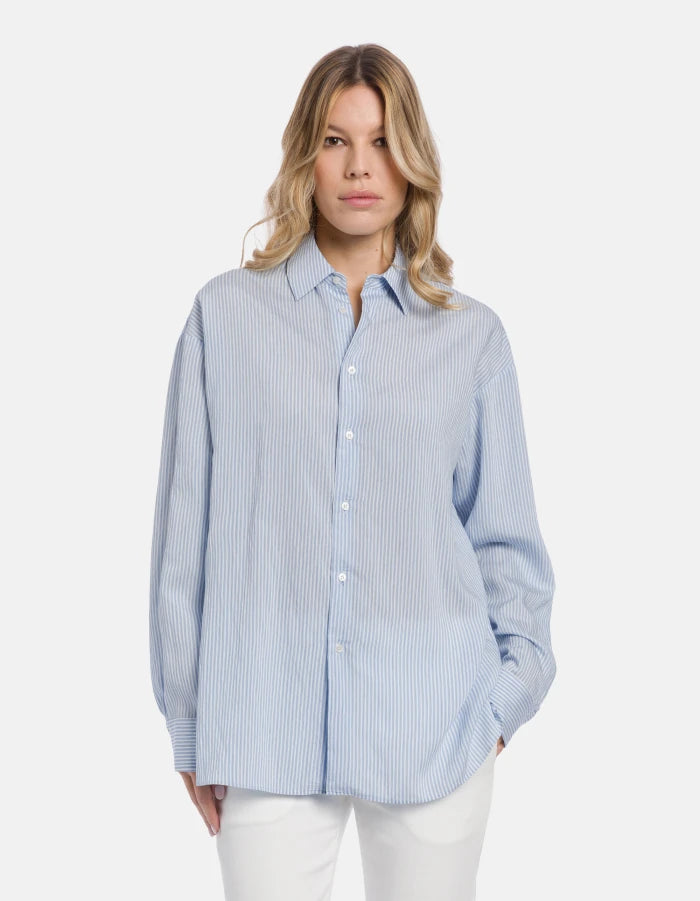 Dondup Shirt Blue and White Stripe