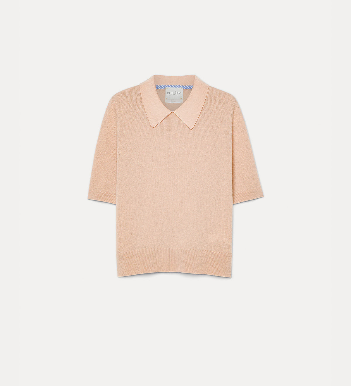 forte_forte short–sleeved polo shirt in wool and cashmere gauze cashmere