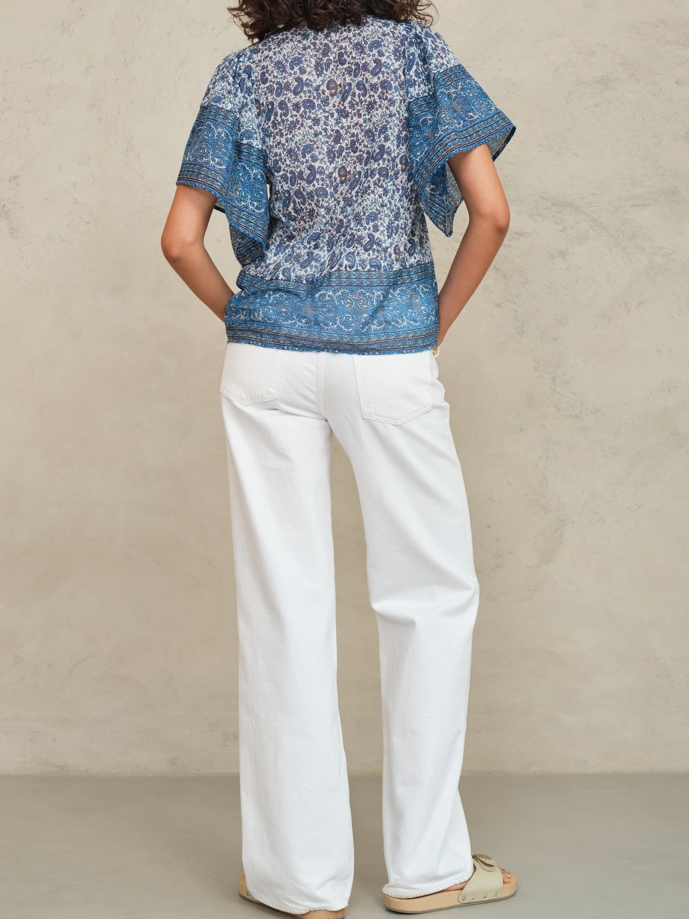 M.A.B.E Esti Print S/S Top Blue