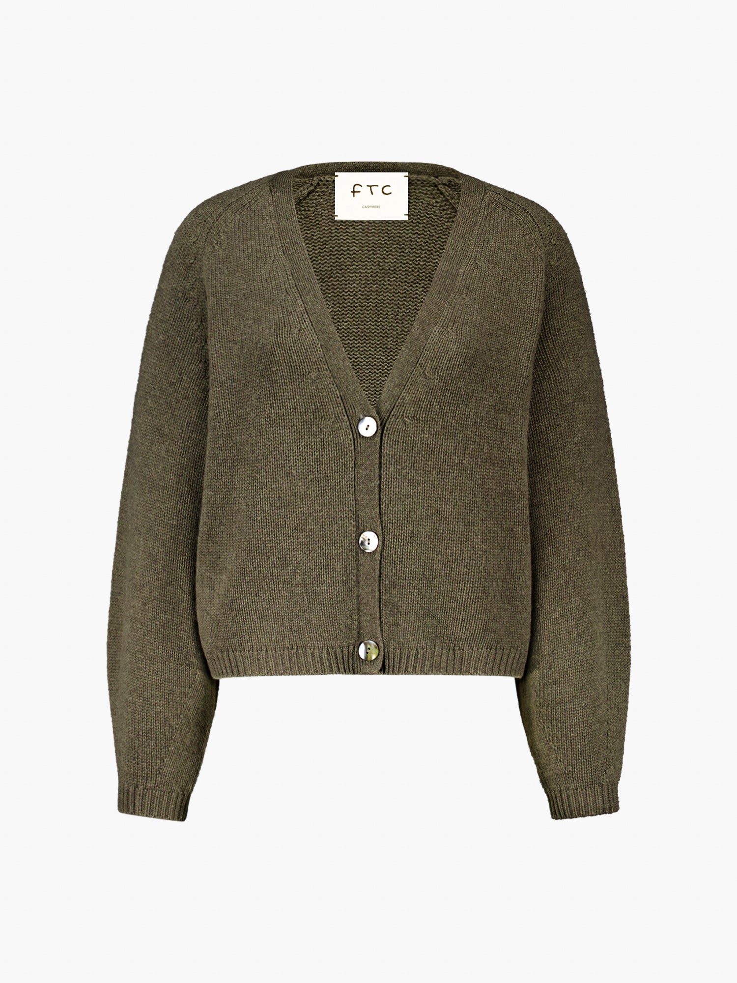 FTC Cashmere V-Neck Cardigan Taupe Green