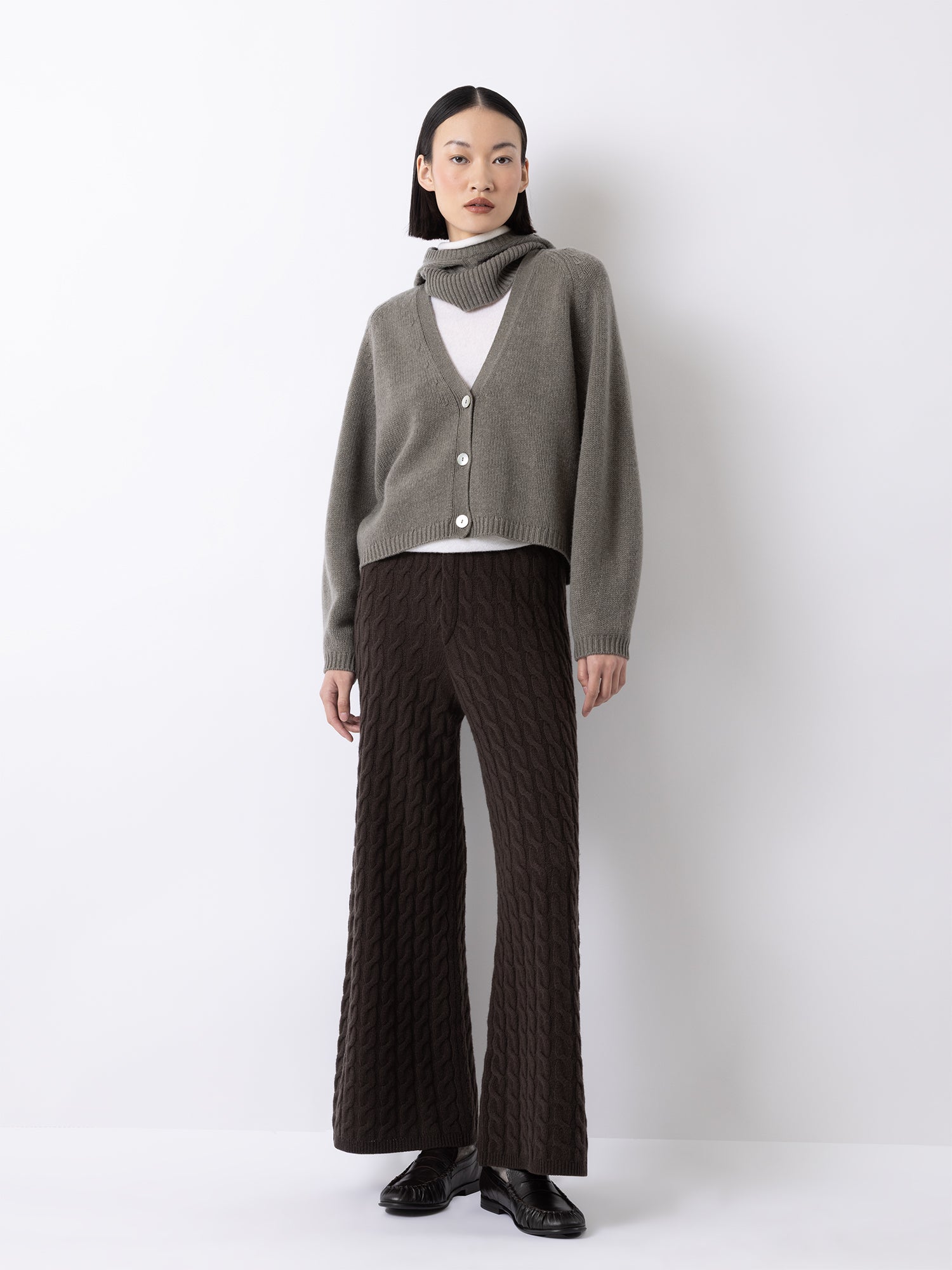 FTC Cashmere V-Neck Cardigan Taupe Green