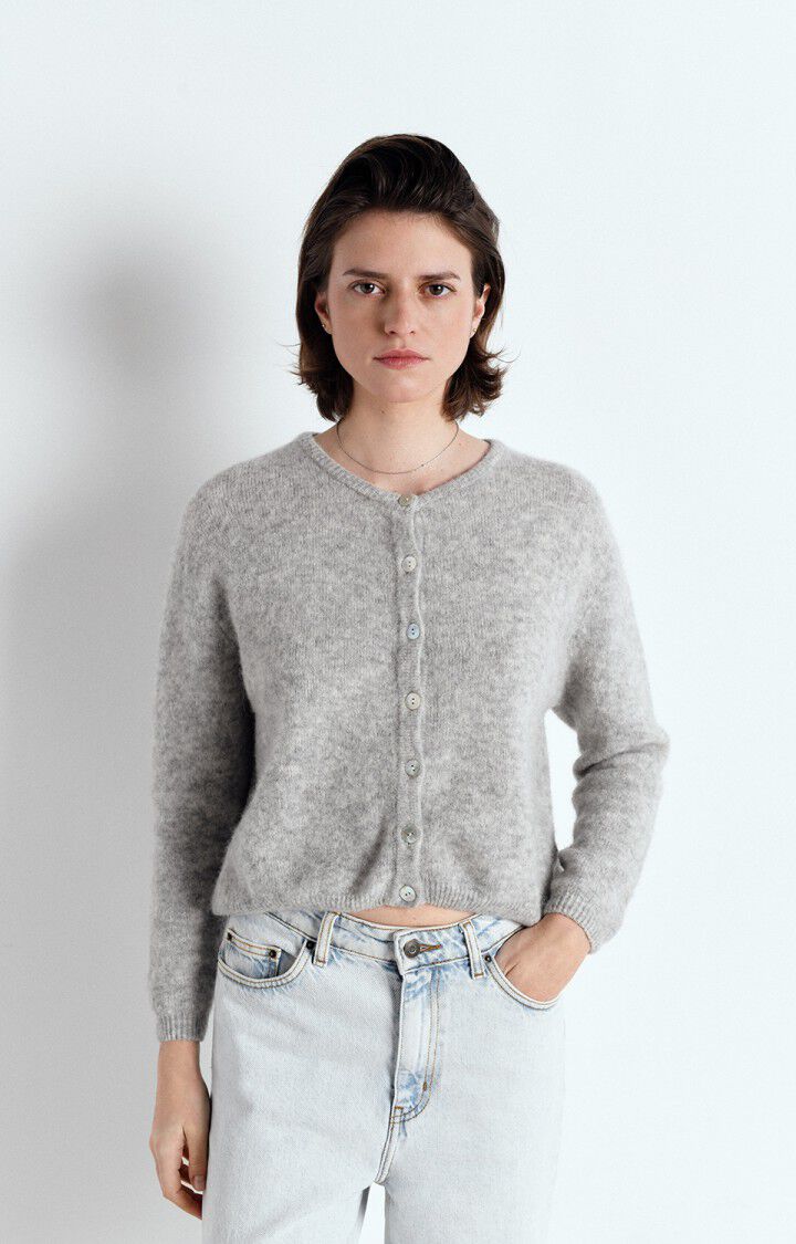 AMERICAN VINTAGE CARDIGAN VITOW  MELANGE LIGHT GREY